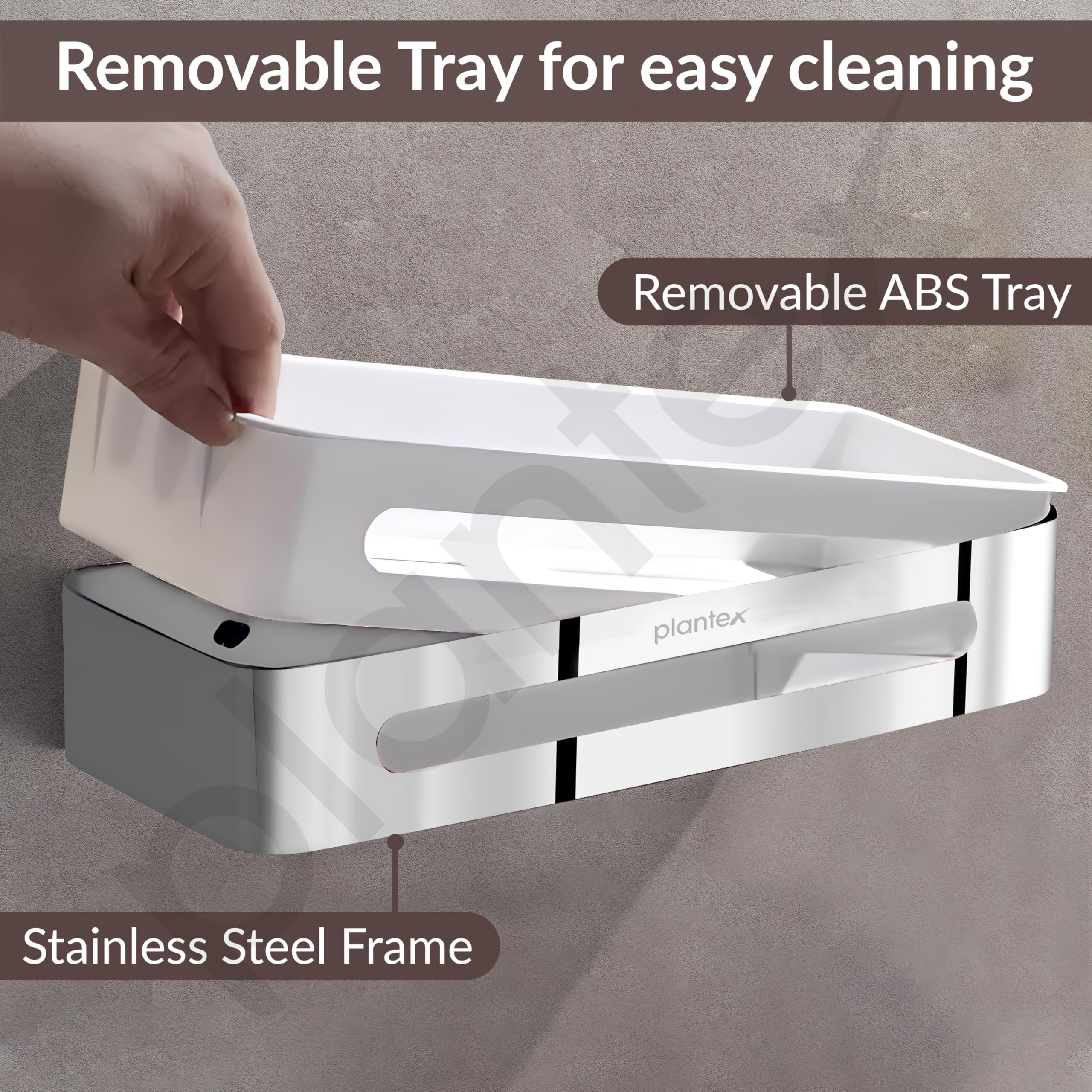 Plantex Bathroom Shelf Rack/ABS & Stainless Steel Shelf for Bathroom Rack/Bathroom Organiser/Kitchen Shelves -(14x5 inches, Chrome) - Image 3