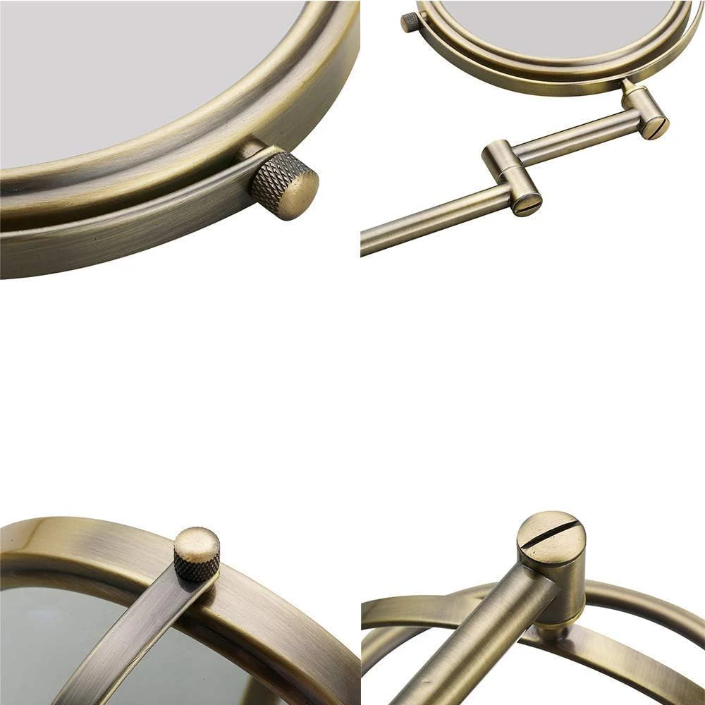 Plantex Brass And 304 Grade Stainless Steel Body Two-Sided 360° Swivel Mirror/Bathroom Mirror/Makeup Mirror/Vanity Mirror Wall Mounted (8 Inches/Brass Antique) - Round - Image 7