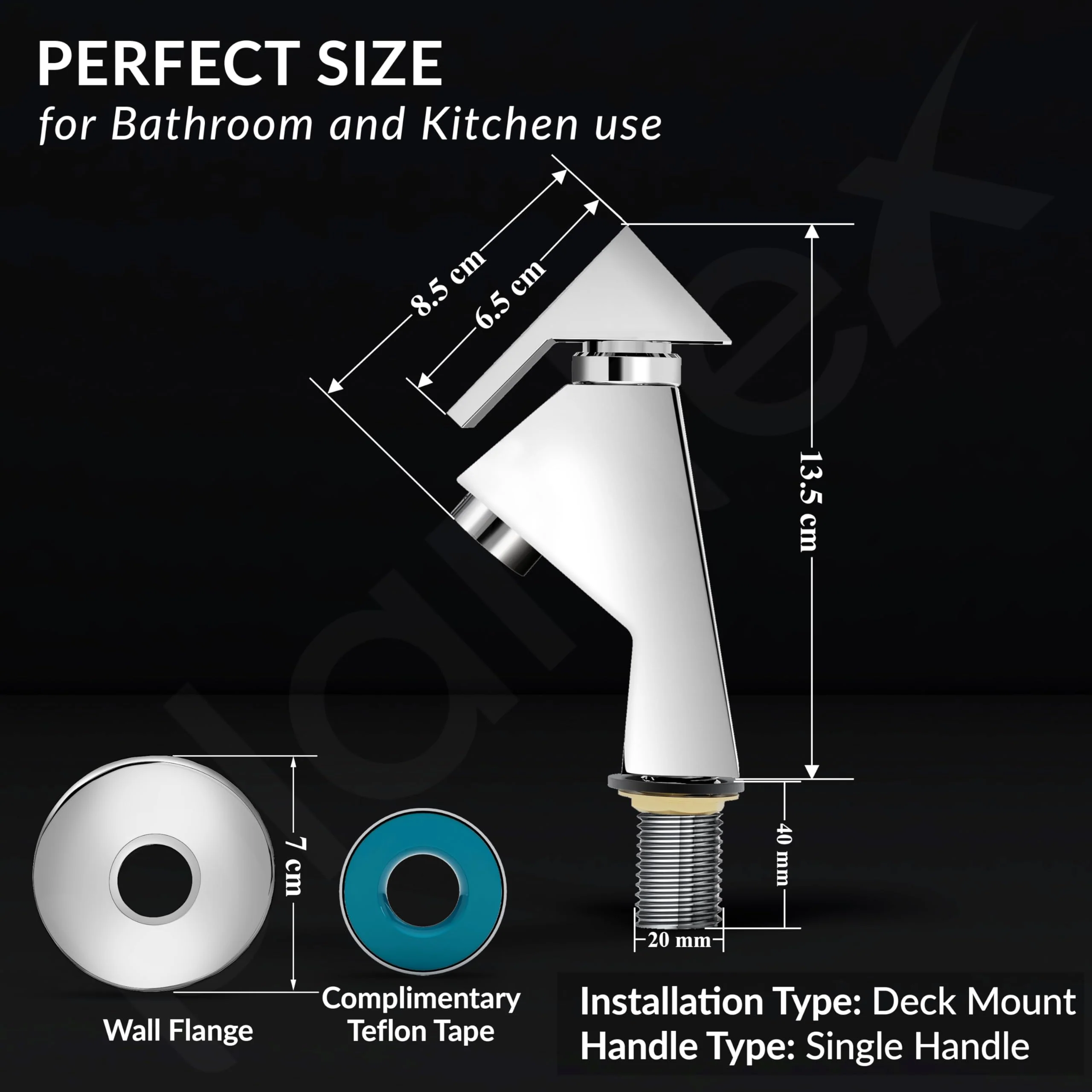 Plantex Brass Pillar Cock Tap for Wash Basin/Water Tap/Deck Mounted with German Aerator and Teflon Tape Mirror Chrome Finish 7-Year Warranty by Plantex (PRI-303) - Image 5
