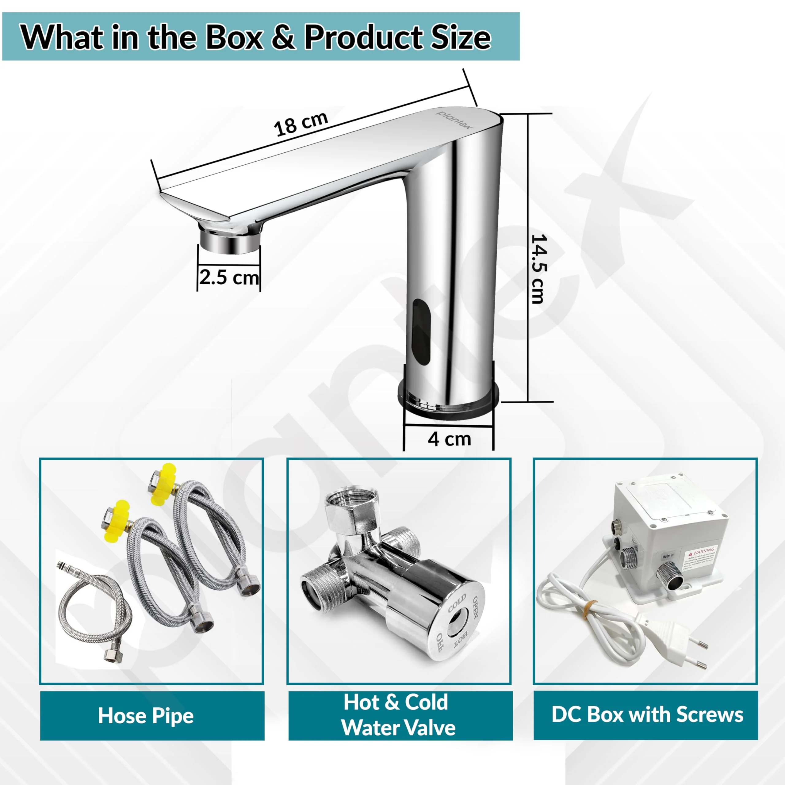 Plantex Brass Sensor Tap for Wash Basin with Brass/Touchless Basin Faucet/Electronic Pillar Tap for Wash Basin-(Chrome) - Image 3