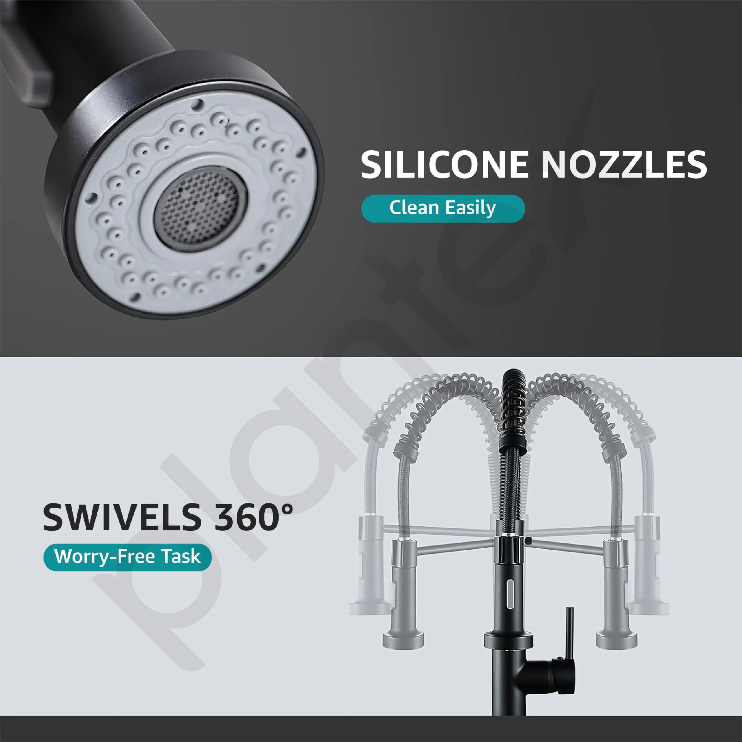 Plantex Brass Sink Tap for Kitchen with 360° Swivel Spout/Single Lever Kitchen Faucet with Dual Flow Mixer Tap/Water tap for Kitchen Sink-(Matte Black) - Image 4