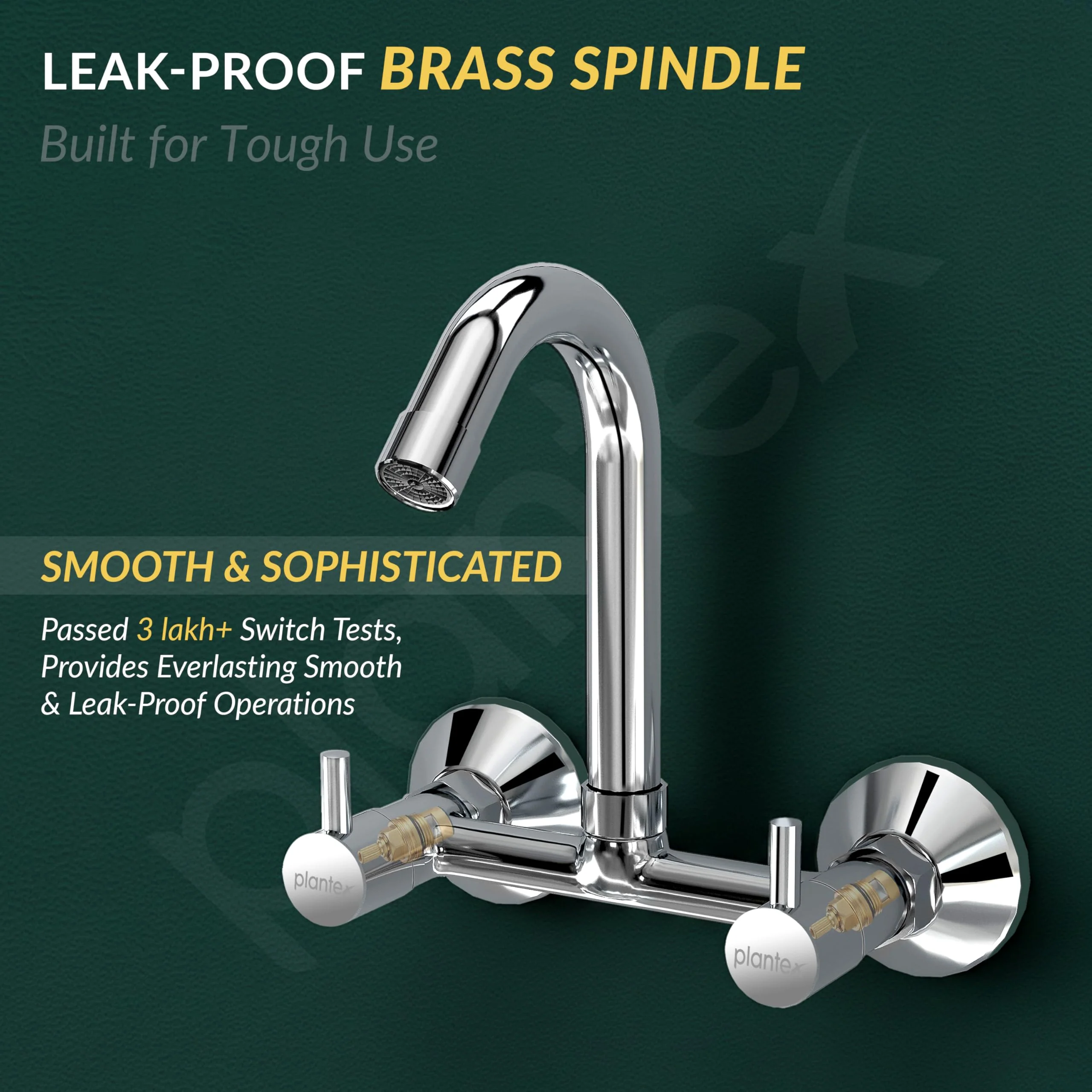 Plantex Brass Spindle Kitchen Mixer Tap/Sink Mixer Tap Hot and Cold with Wall Flange and Teflon Tape/Kitchen Sink Tap -(MKS-1278-Chrome) - Image 3