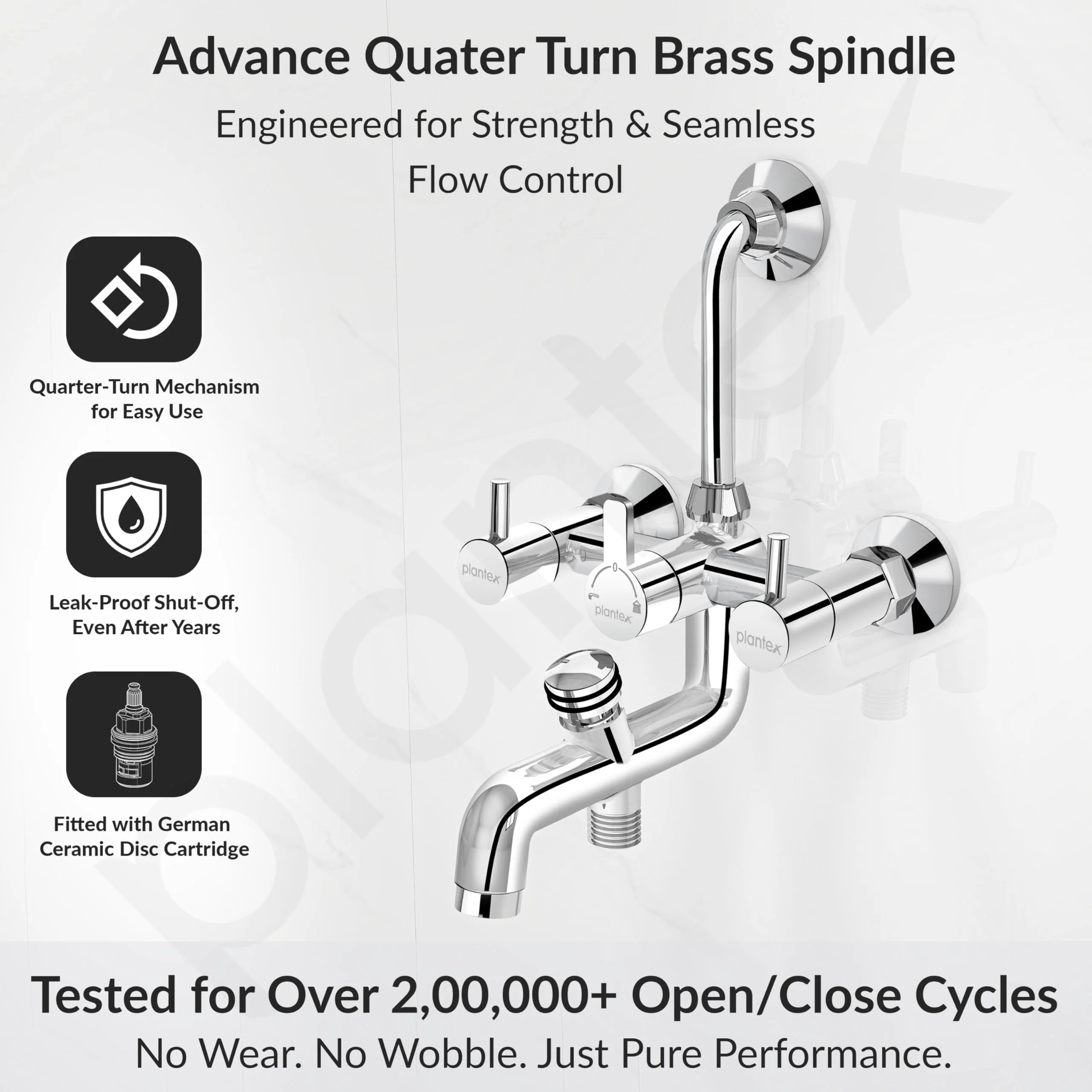 Plantex Brass Wall Mixer for Bathroom 3 in 1/L-Bend Connector for Overhead Shower/Hand Shower/Spout Mixer Tap/Mixture Tap for Bathroom with 7-Year Manufacturer's Warranty-(Ico-919-Chrome) - Image 6