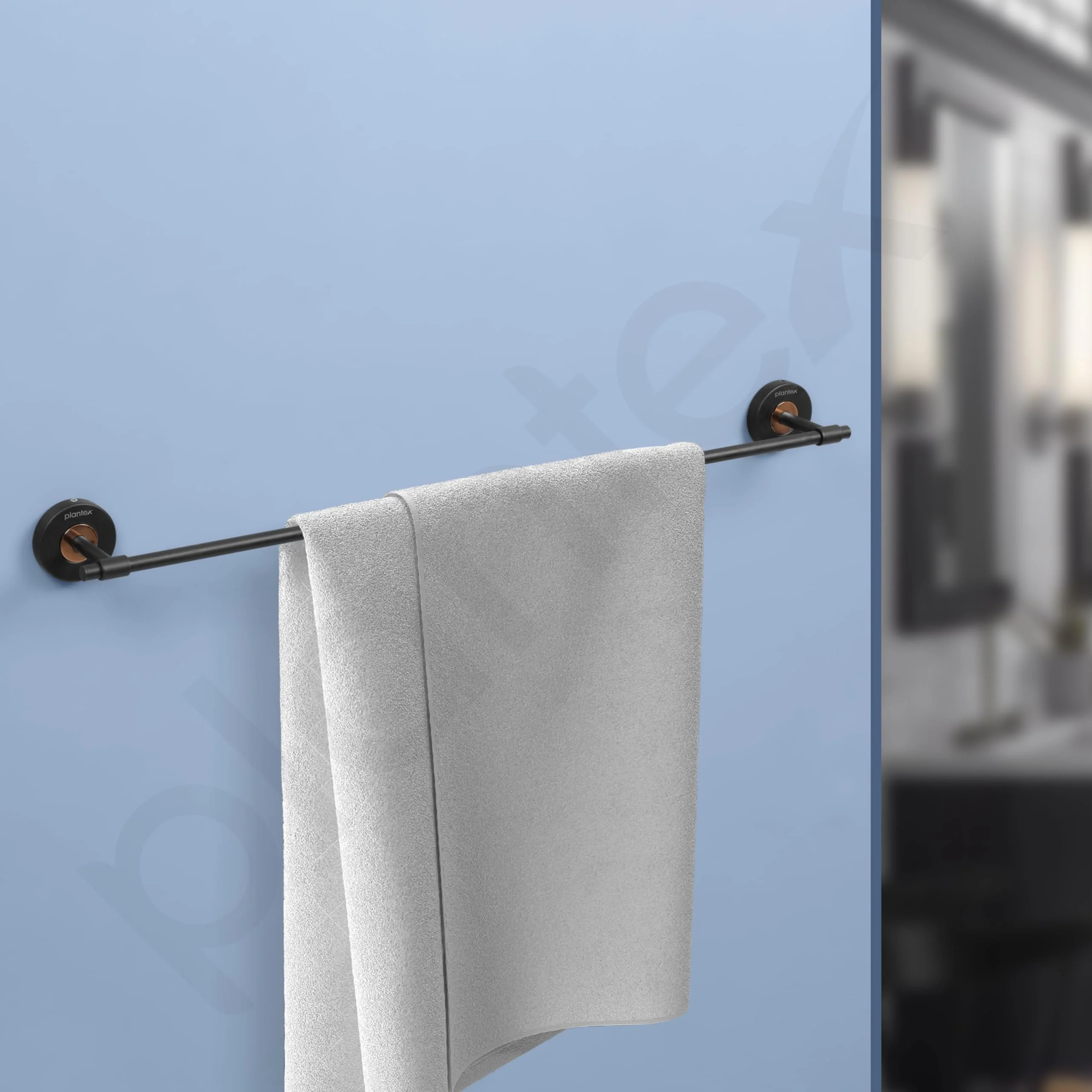 Plantex Brass with 304 Grade Stainless Steel Towel Hanger for Bathroom/Towel Rod for Kitchen/Towel Holder/Bathroom Accessories - RDAB (Matt Black & Rose Gold) - Image 2