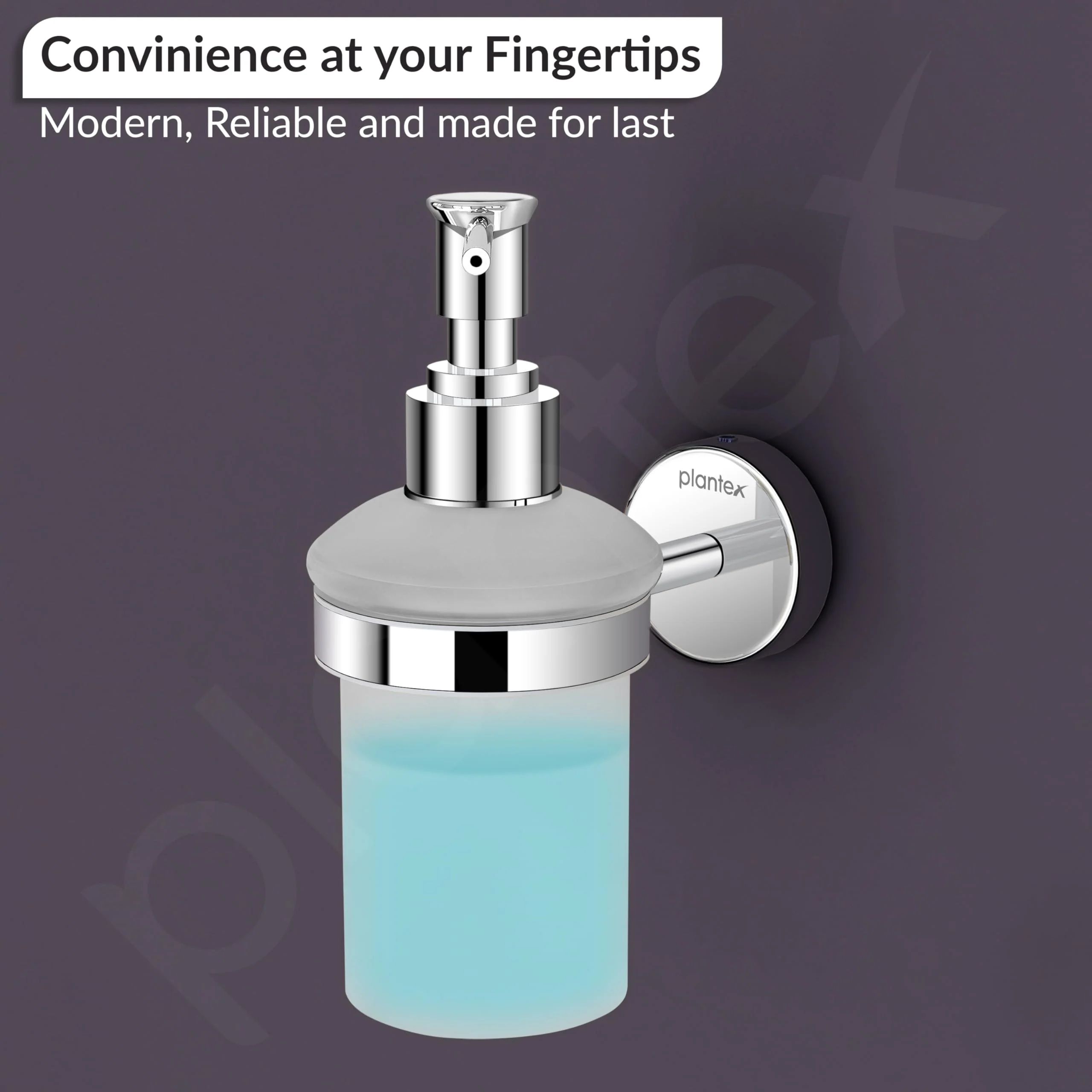 Plantex Brezza Stainless Steel Glass Liquid Soap Dispenser/Shampoo Dispenser/Handwash Dispenser/Bathroom Accessories - Chrome - Image 7