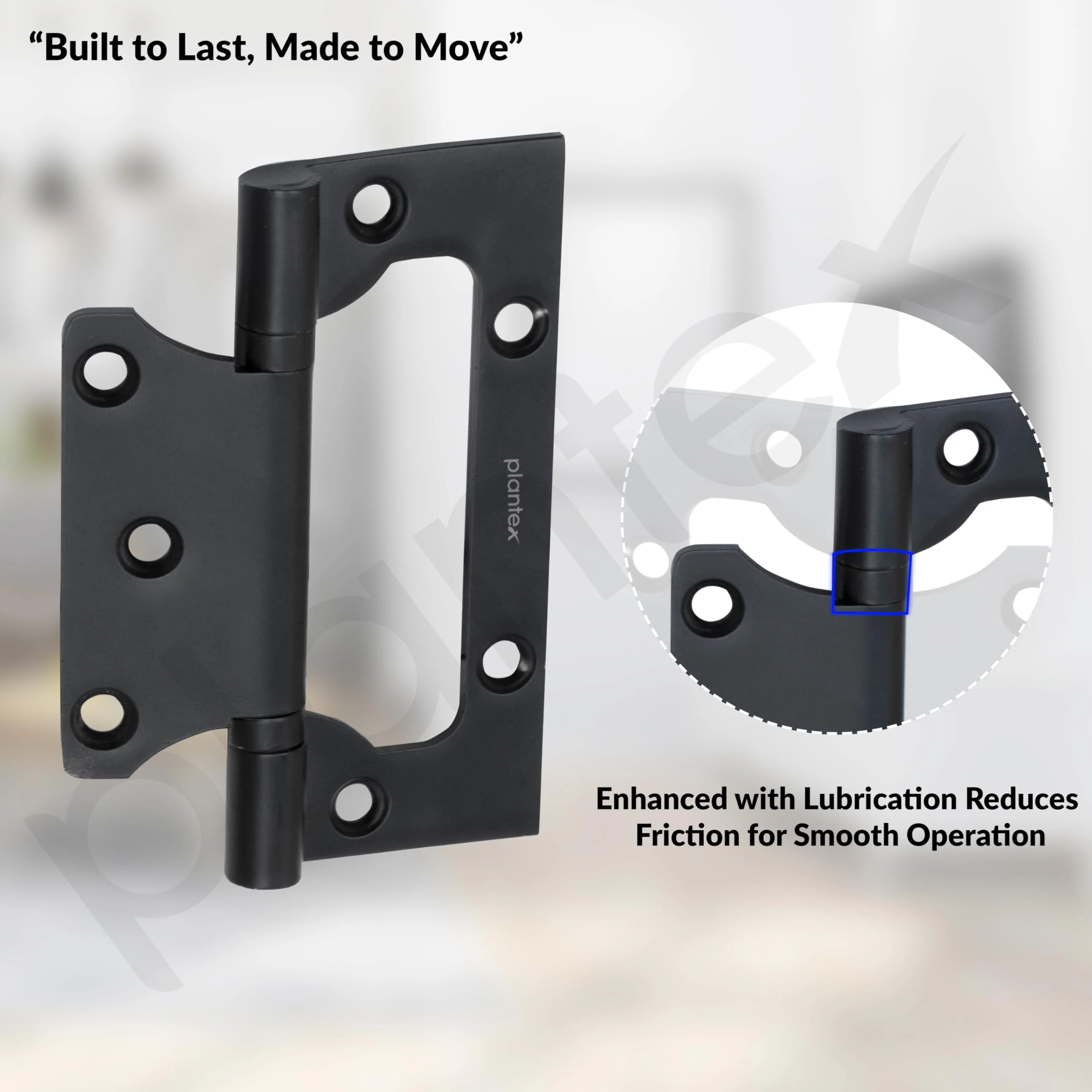 Plantex Butterfly Hinges for Door/Stainless Steel Door Hinges/Non-Mortise Hinges/4 Inch x 14 Gauge Hinges/2.5 mm Hinges for Home/Office/Hotel - Pack of 1 (Black) - Image 6
