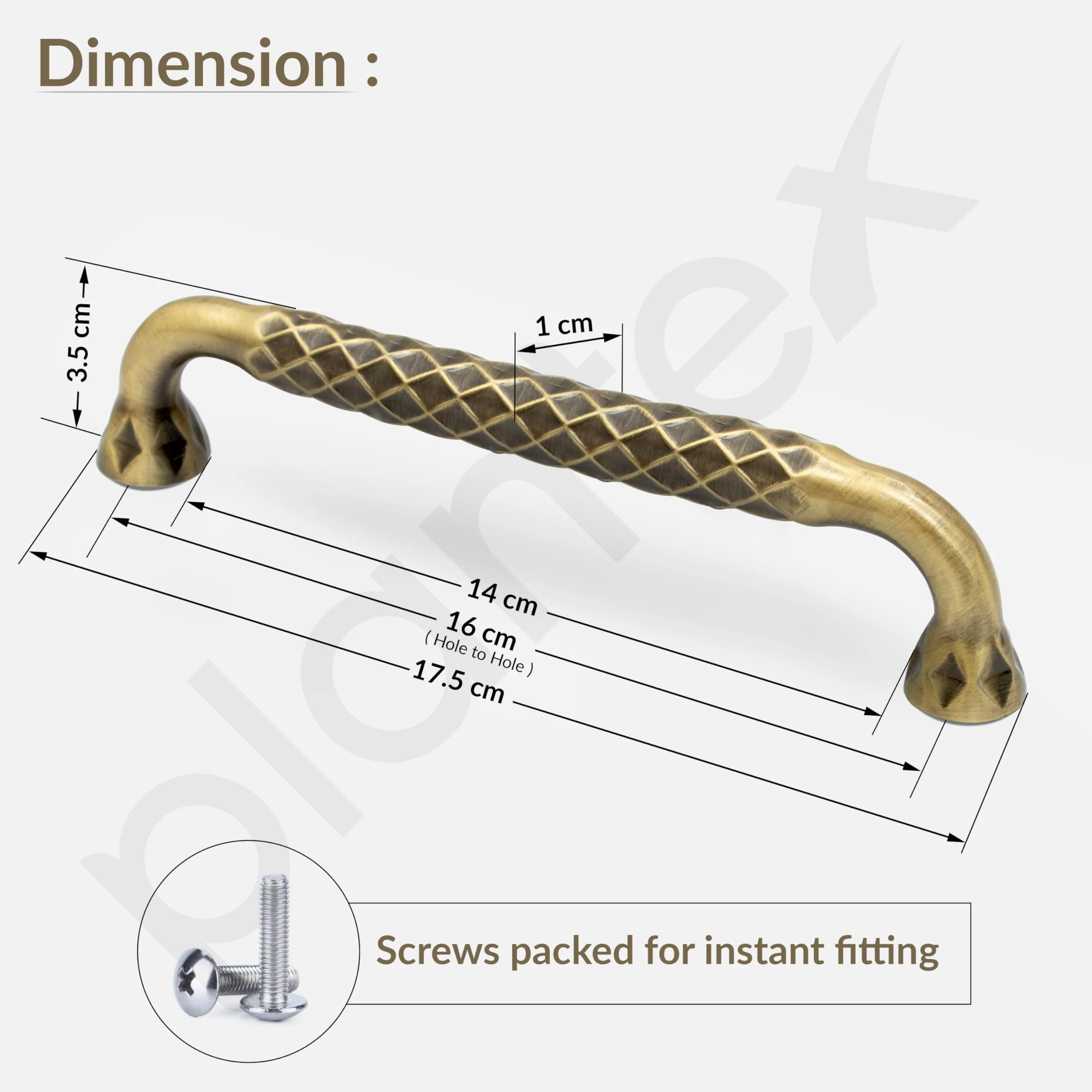 Plantex Cabinet Handle/160mm Handle for Cabinet/Wardrobe Handle/Door Pull-Push Handle for Home/Office - Pack of 1 (Brass Antique) - Image 3