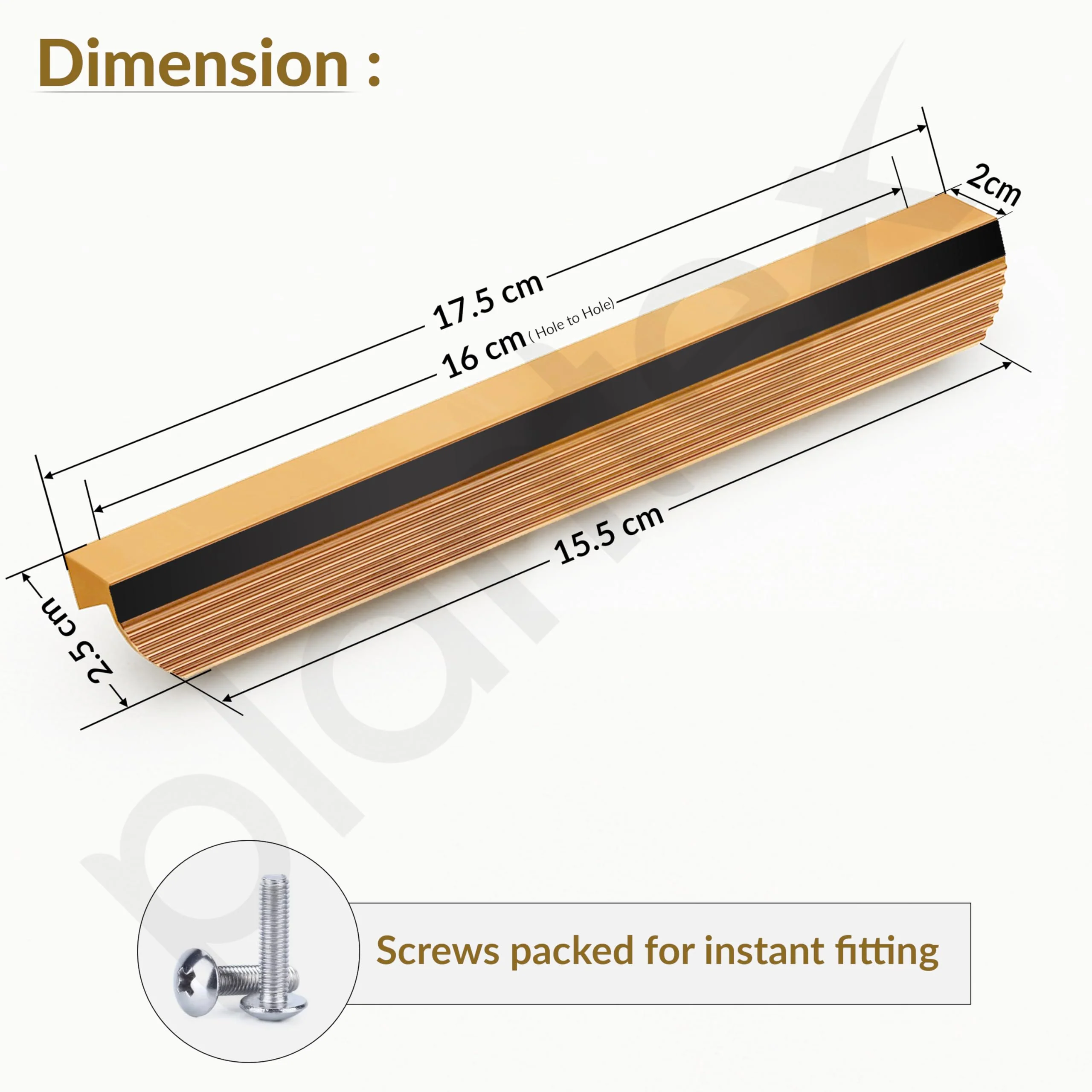 Plantex Cabinet Handle/160mm Handle for Drawers/Wardrobe/Kitchen Handle/Door Pull-Push Handle for Home/Office - Pack of 1 (Gold) - Image 3