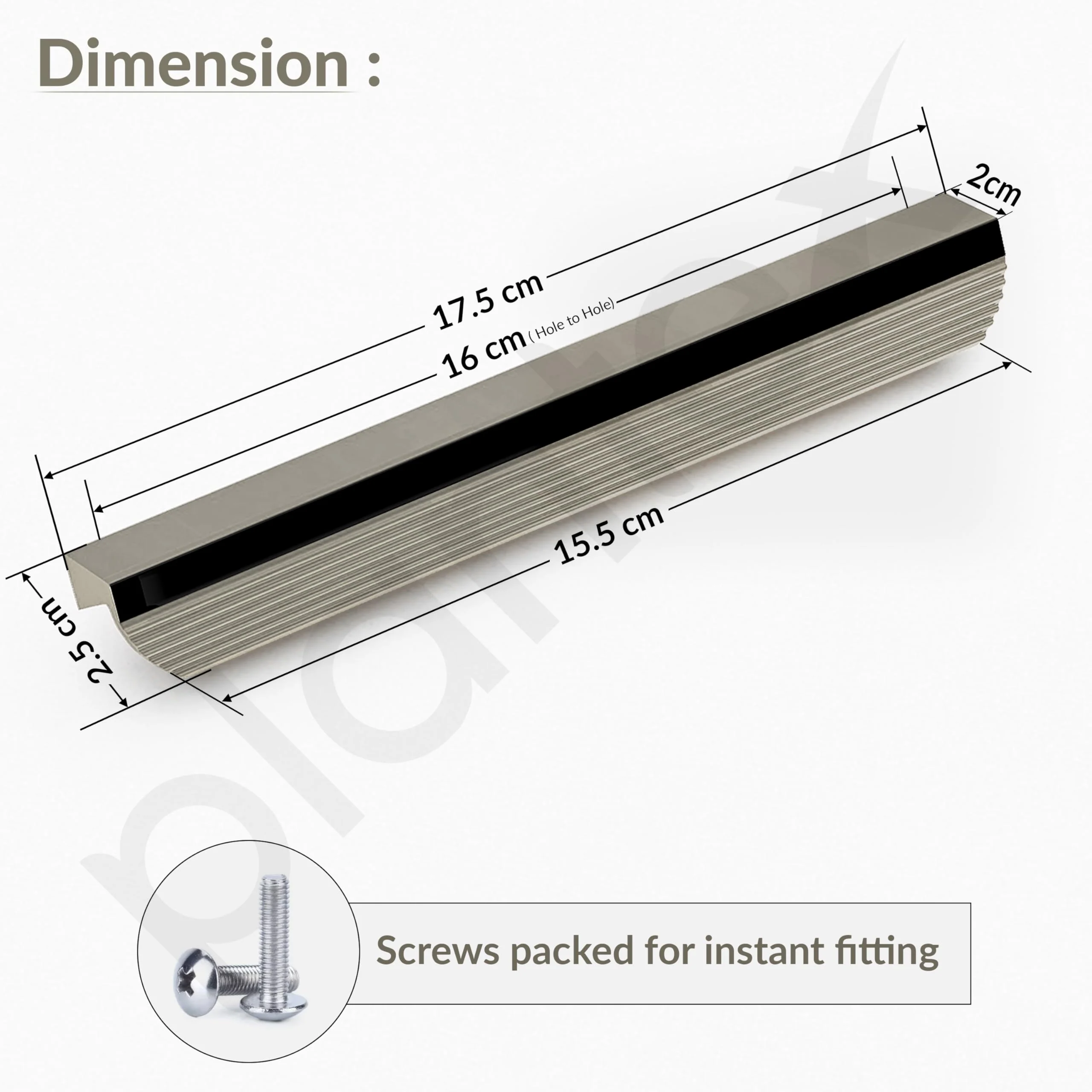 Plantex Cabinet Handle/160mm Handle for Drawers/Wardrobe/Kitchen Handle/Door Pull-Push Handle for Home/Office - Pack of 1 (Satin) - Image 3