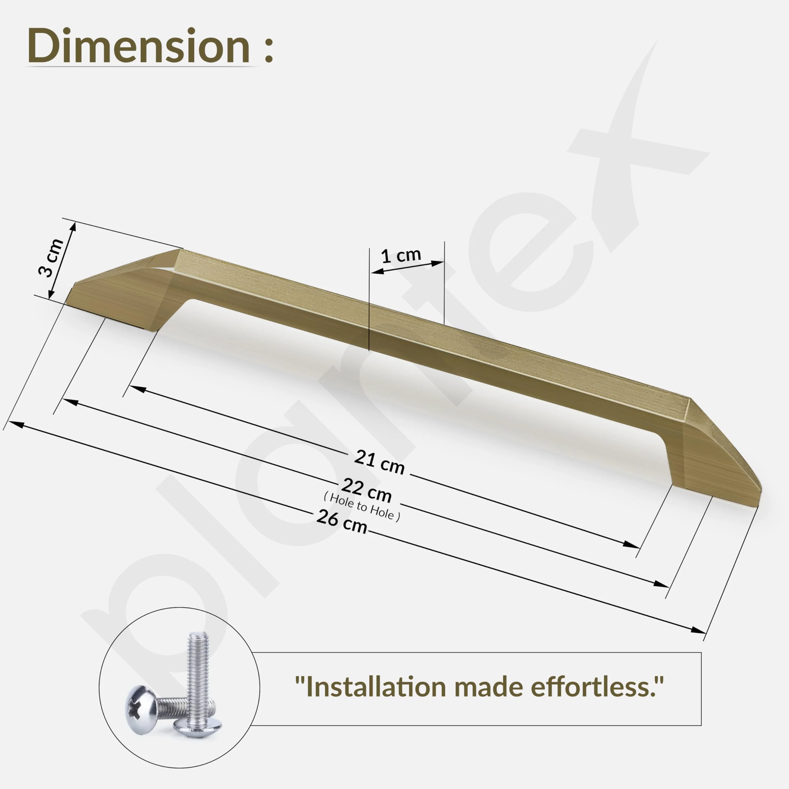 Plantex Cabinet Handle/224mm Handle for Cabinet/Door Pull-Push Handle for Home/Office - Pack of 1 (Brass Antique) - Image 3