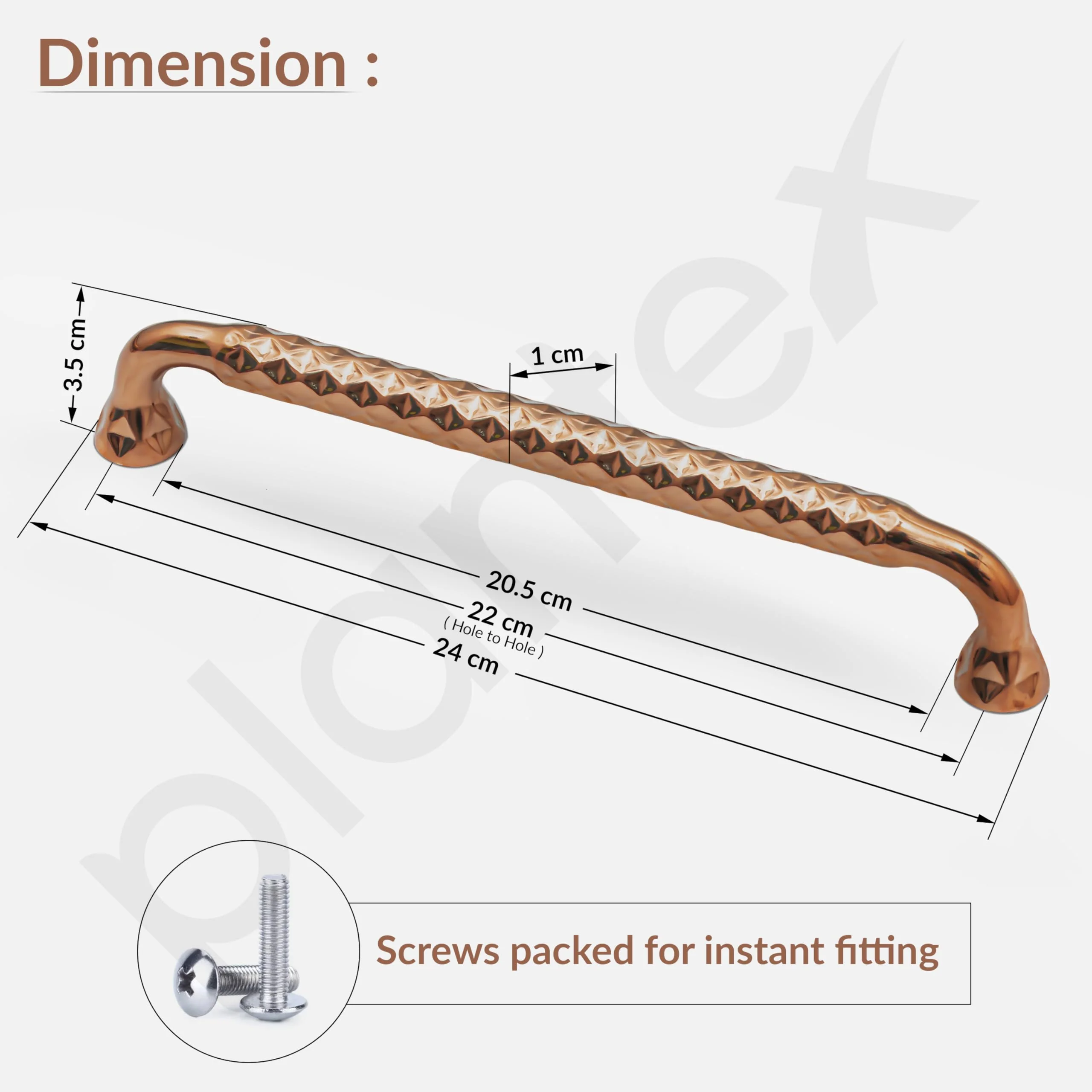 Plantex Cabinet Handle/224mm Handle for Cabinet/Door Pull-Push Handle for Home/Office - Pack of 1 (Rose Gold) - Image 3