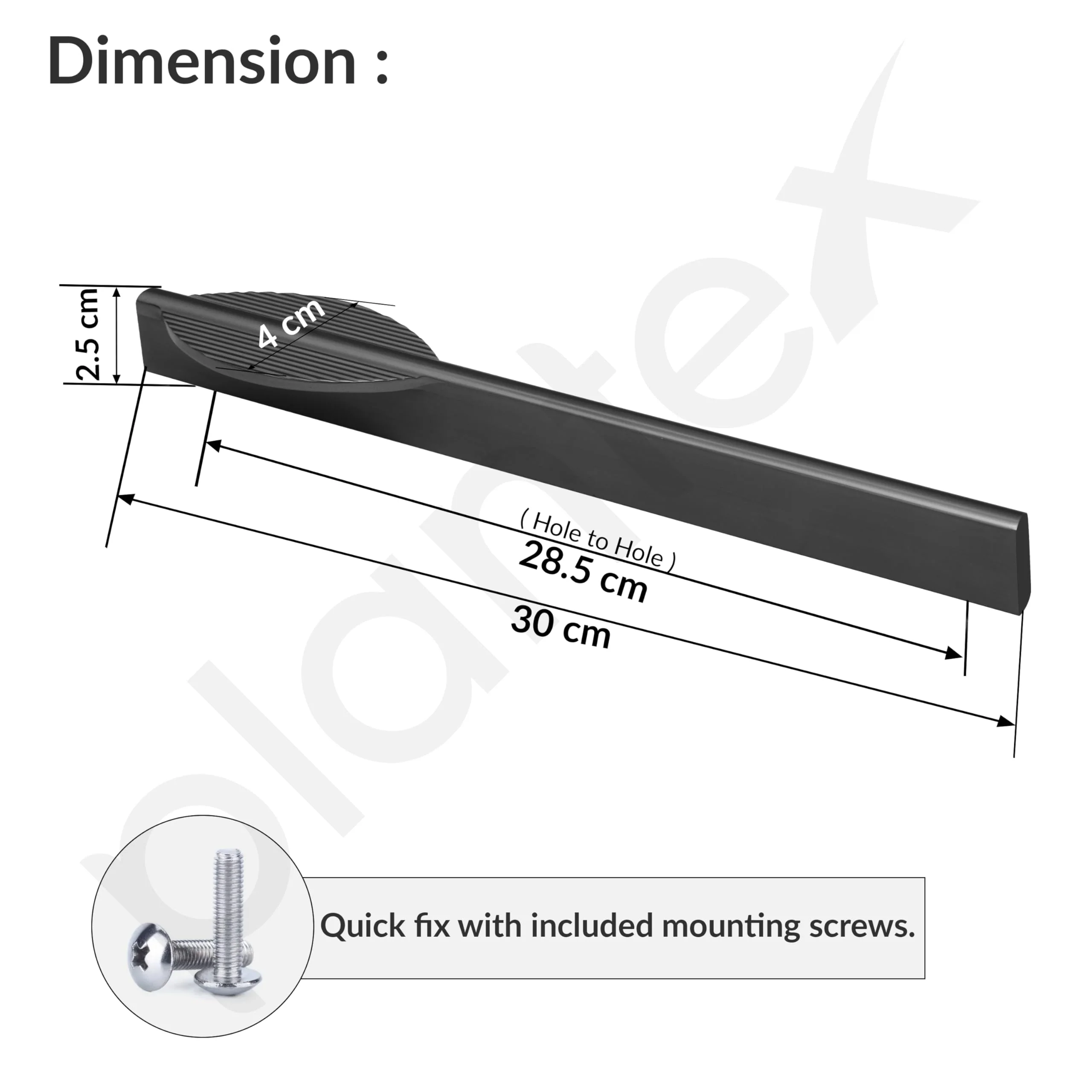Plantex Cabinet Handle/288mm Handle for Cabinet/Door & Home Decore/Door Pull-Push Handle for Home/Office - Pack of 1 (Black) - Image 3