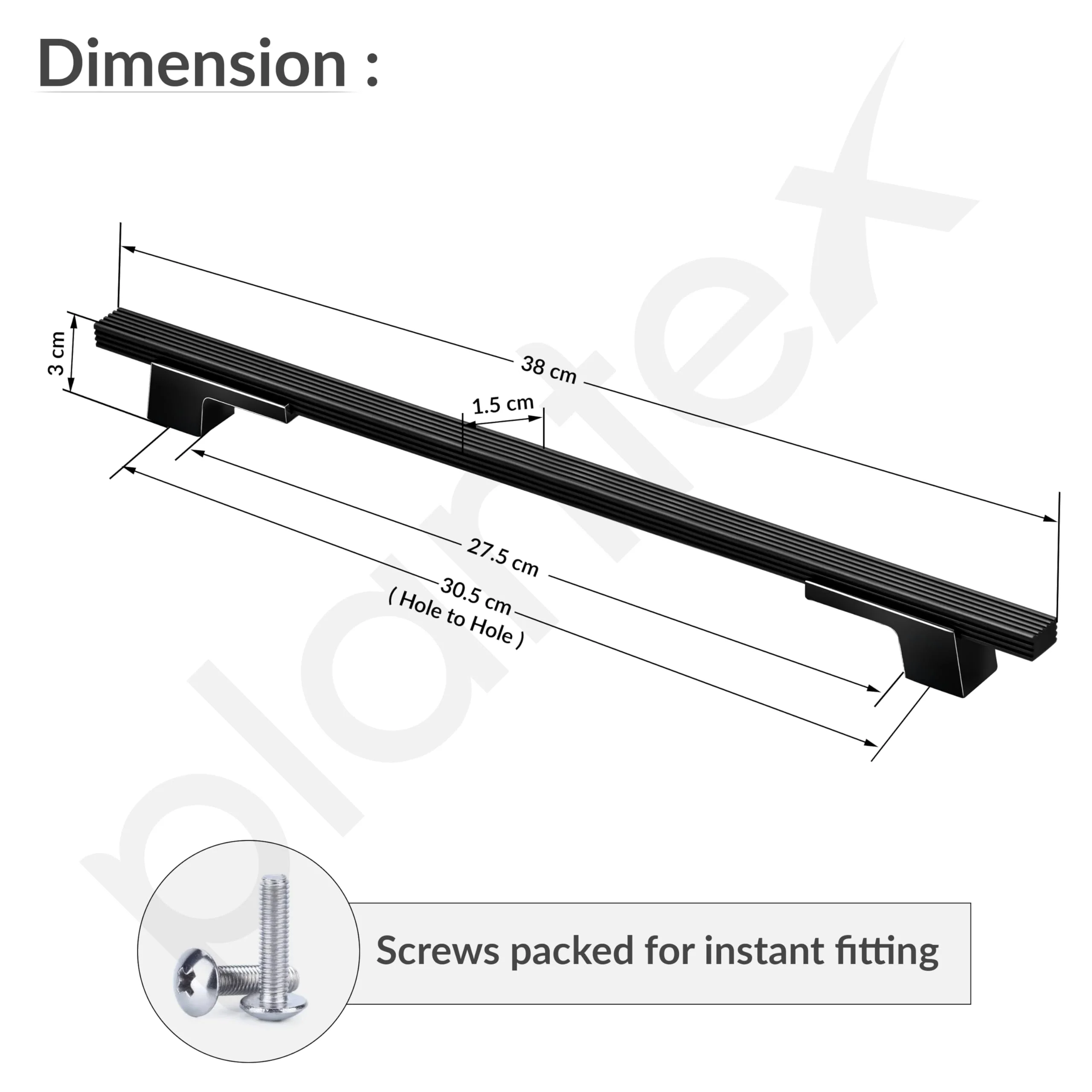 Plantex Cabinet Handle/288mm Handle for Cabinet/Door Pull-Push Handle for Home/Office/Hotel - Pack of 1 (Black) - Image 3