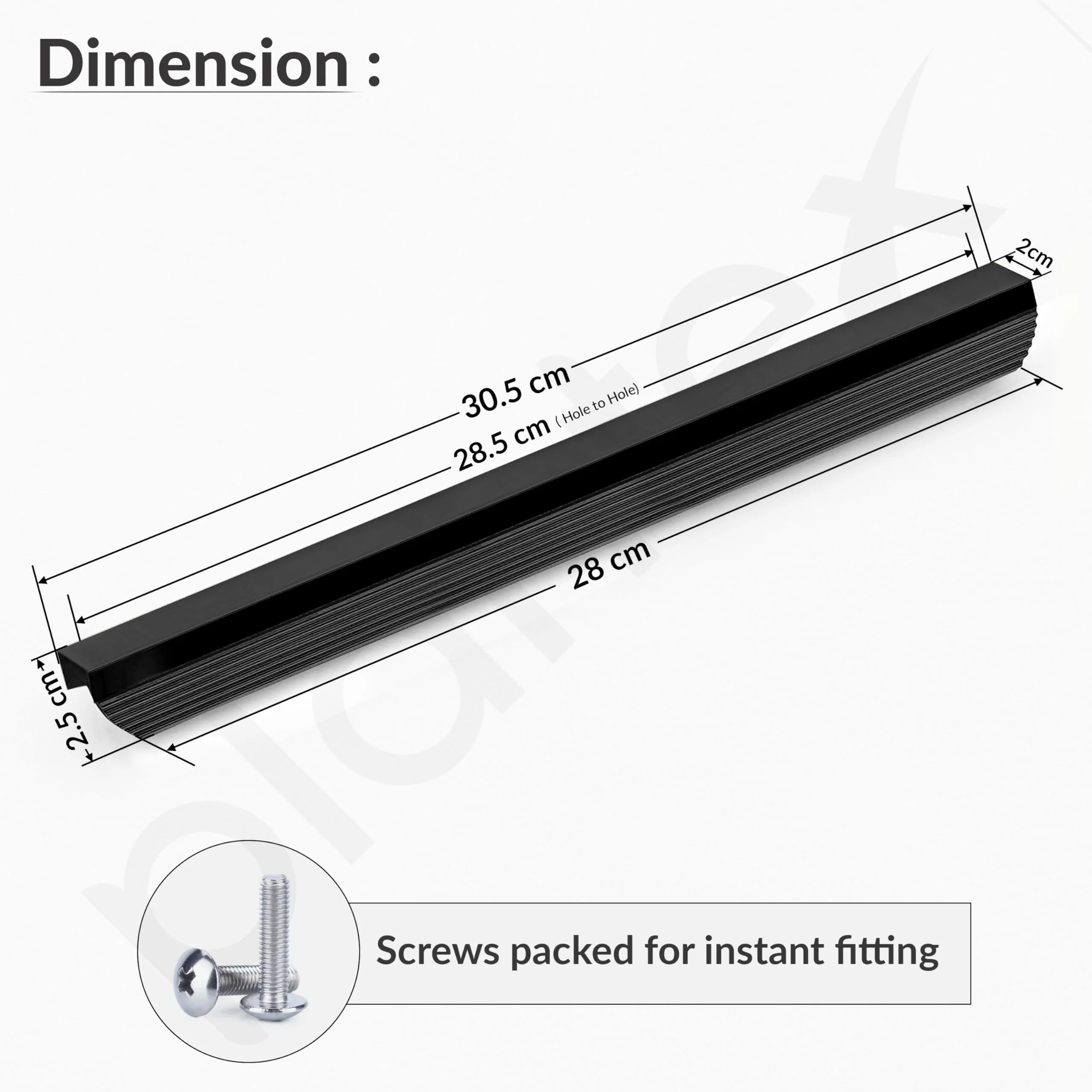 Plantex Cabinet Handle/288mm Handle for Cabinet/Door Pull-Push Handle for Home/Office - Pack of 1 (Black) - Image 3