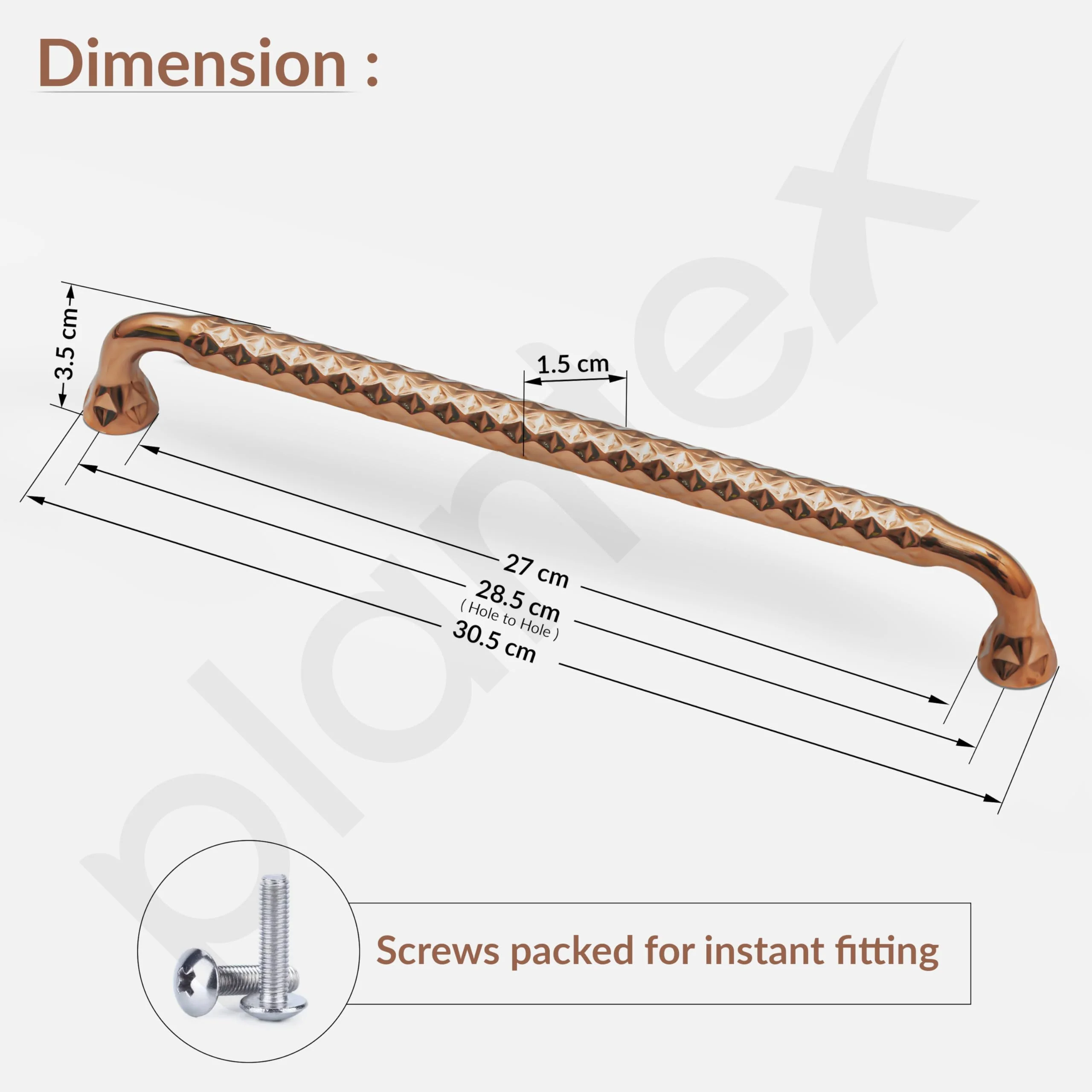 Plantex Cabinet Handle/288mm Handle for Cabinet/Door Pull-Push Handle for Home/Office - Pack of 1 (Rose Gold) - Image 3