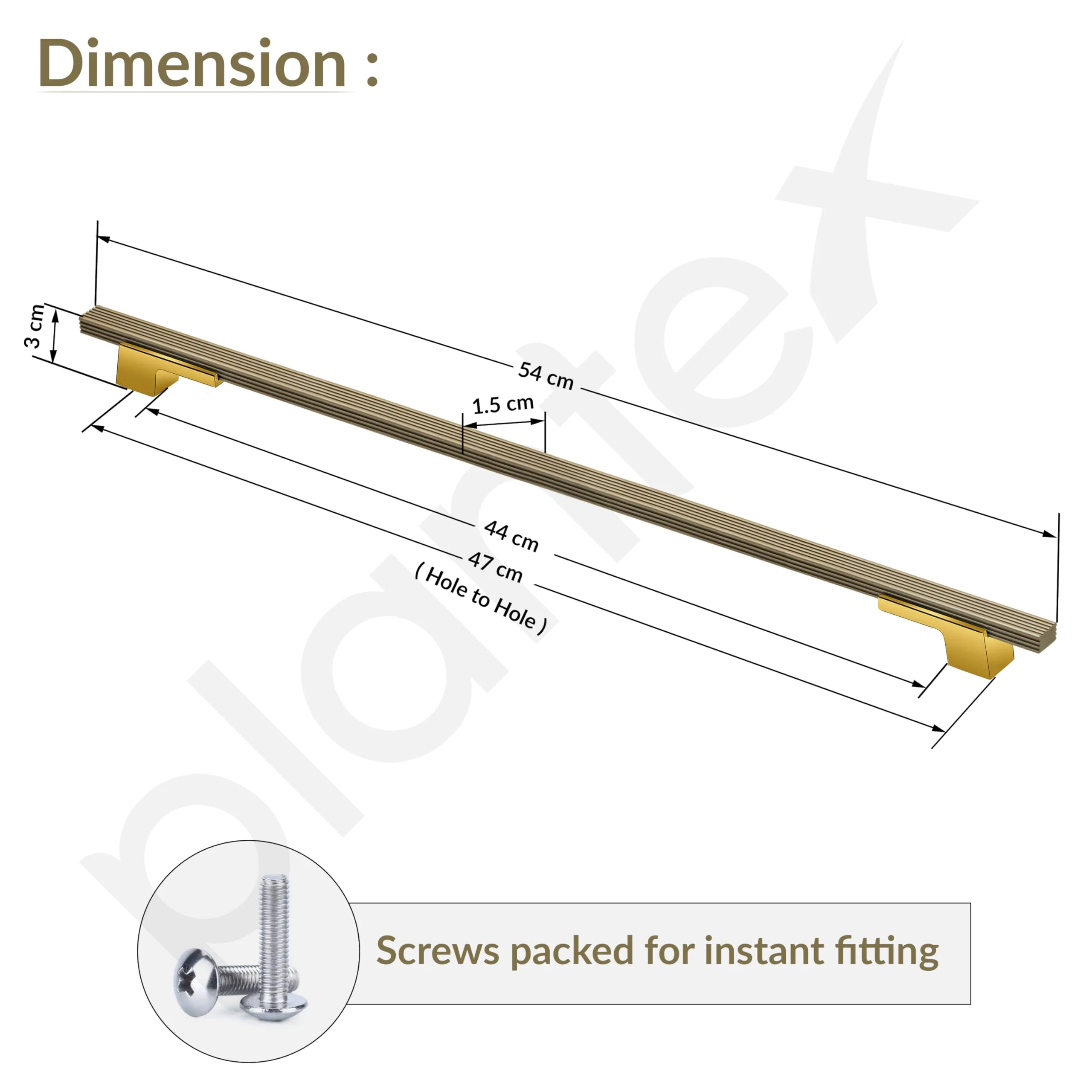Plantex Cabinet Handle/450mm Handle for Cabinet/Door Pull-Push Handle for Home/Office/Hotel - Pack of 1 (Brass Antique & Gold) - Image 3