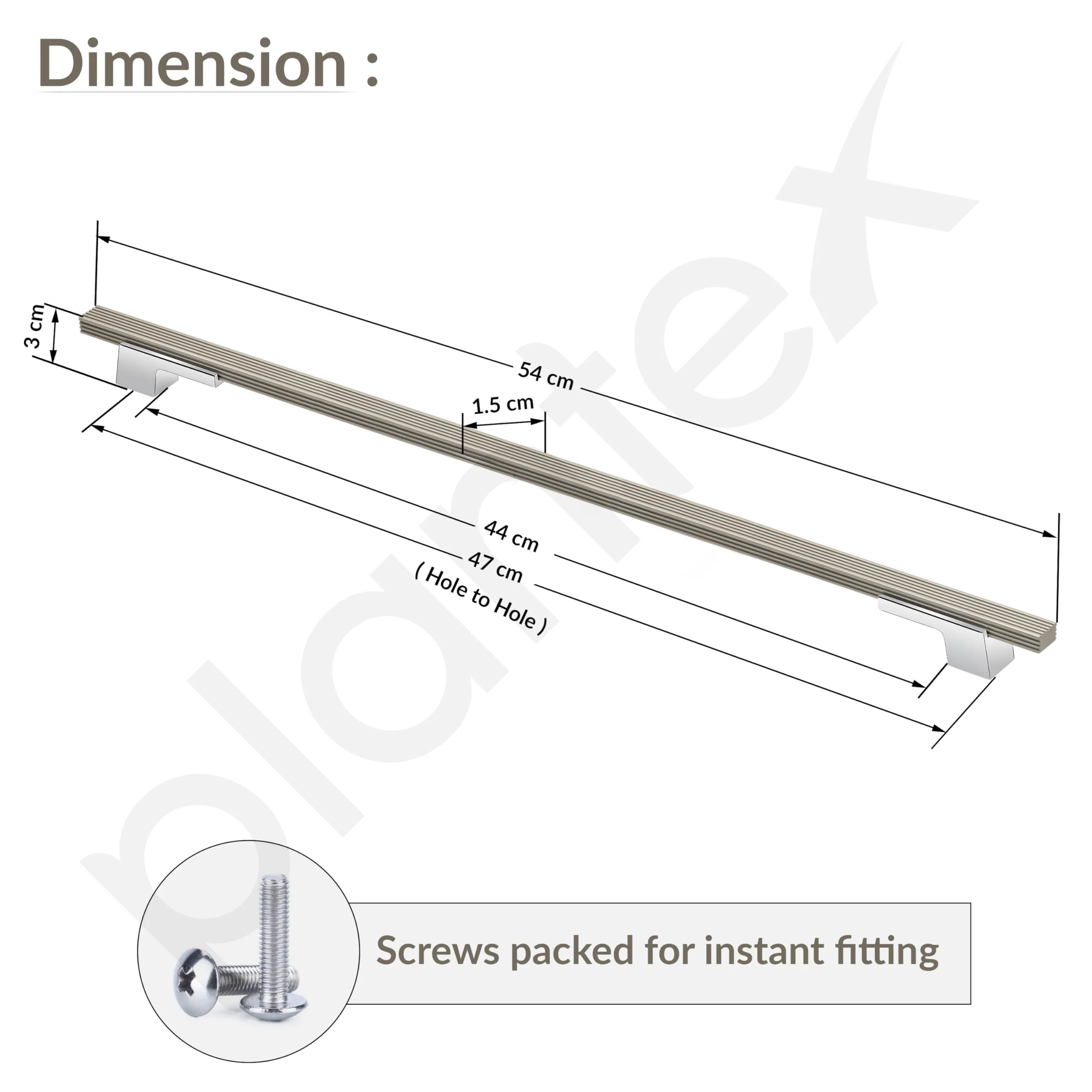 Plantex Cabinet Handle/450mm Handle for Cabinet/Door Pull-Push Handle for Home/Office/Hotel - Pack of 1 (Satin & Chrome) - Image 3
