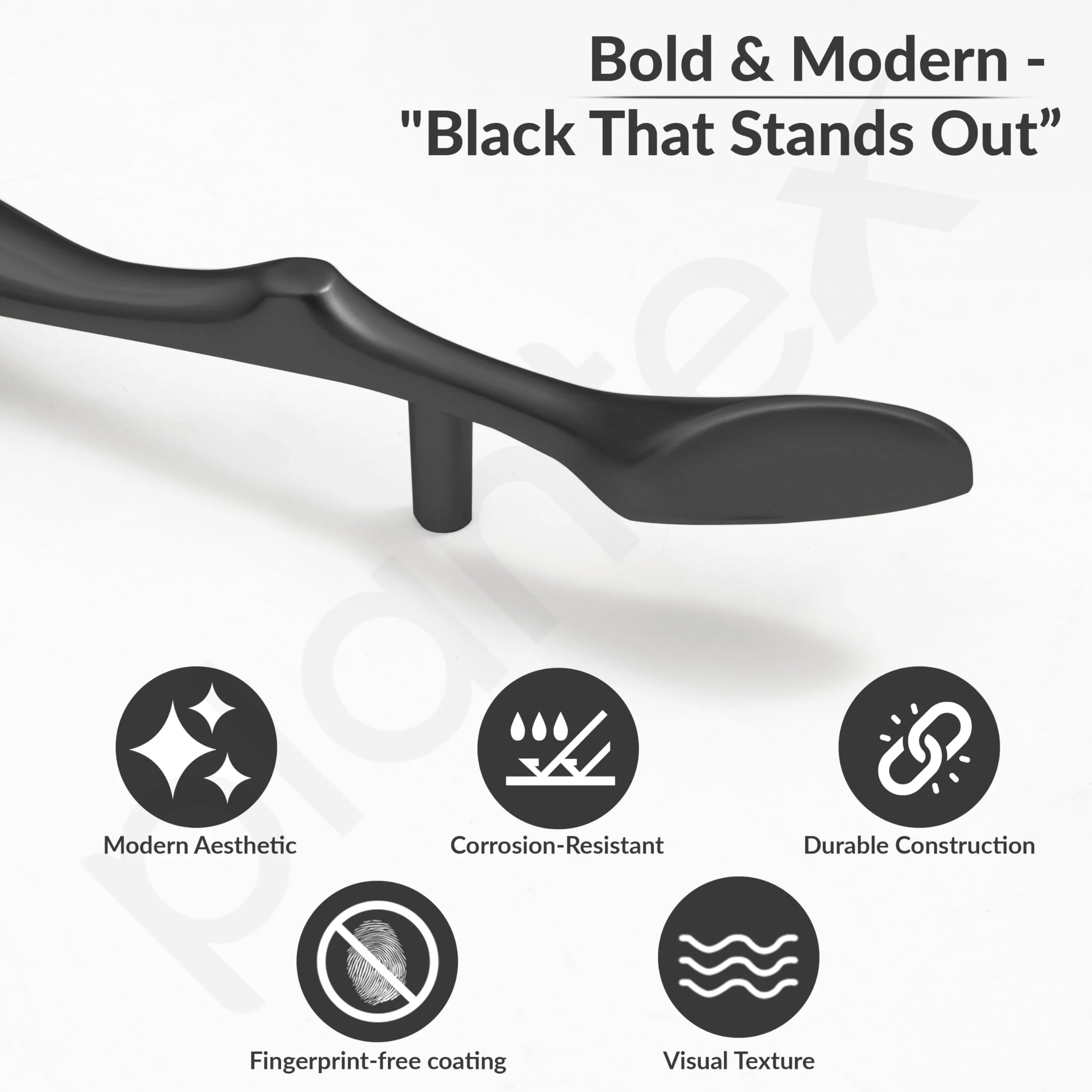 Plantex Cabinet Handle/96mm Handle for Cabinet/Wardrobe Handle/Door Pull-Push Handle for Home/Office - Pack of 1 (Black) - Image 2