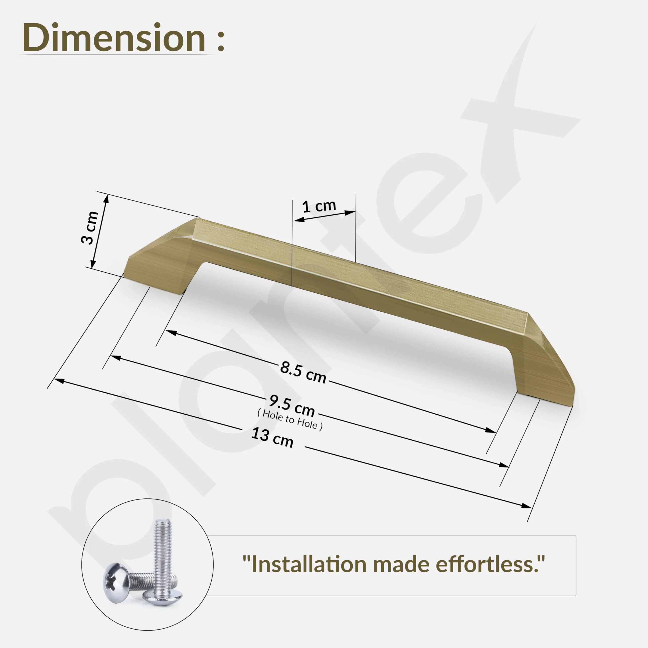 Plantex Cabinet Handle/96mm Handle for Cabinet/Wardrobe/Kitchen Handle/Door Pull-Push Handle for Home/Office - Pack of 1 (Brass Antique) - Image 3