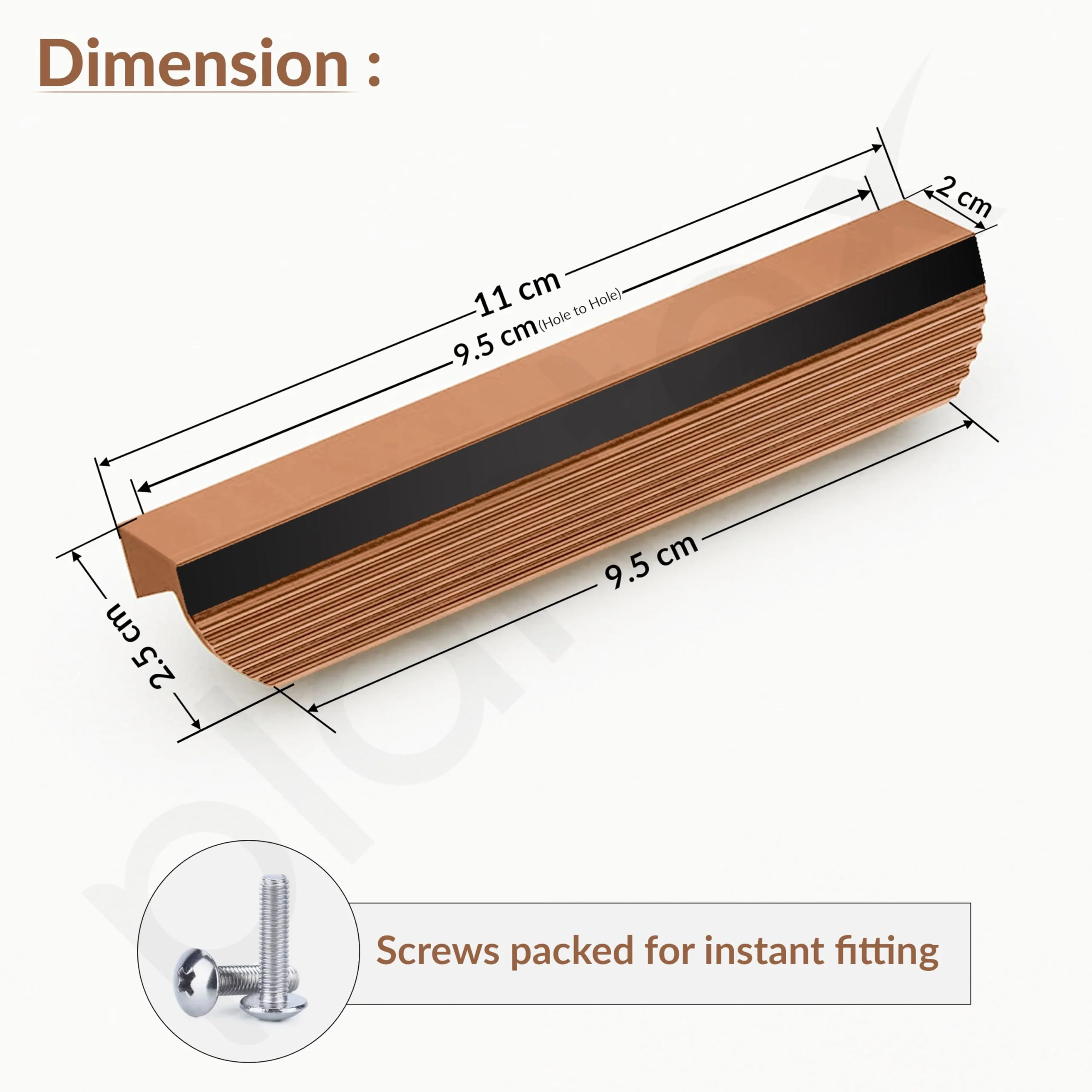 Plantex Cabinet Handle/96mm Handle for Cabinet/Wardrobe/Kitchen Handle/Door Pull-Push Handle for Home/Office - Pack of 1 (Rose Gold) - Image 3