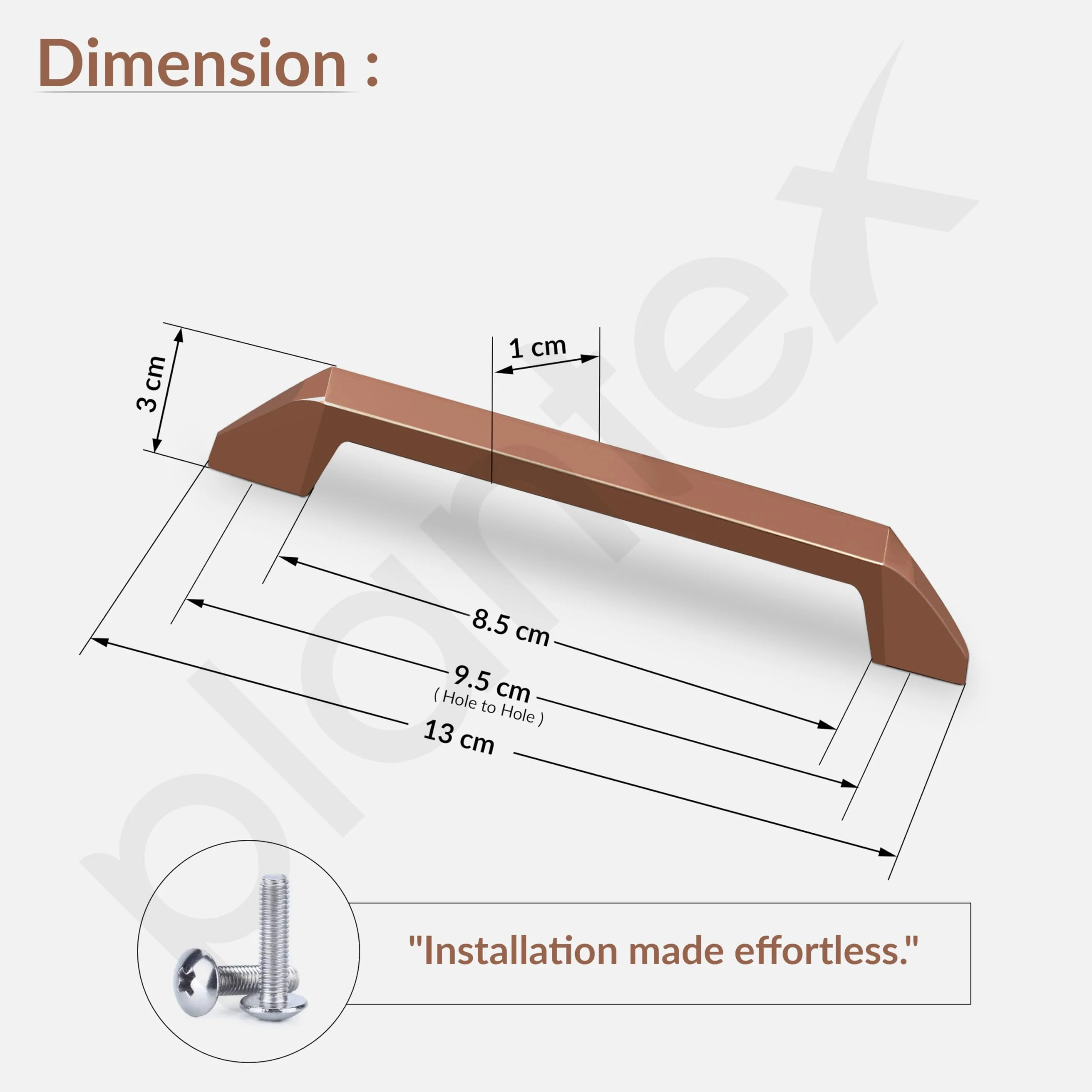 Plantex Cabinet Handle/96mm Handle for Cabinet/Wardrobe/Kitchen Handle/Door Pull-Push Handle for Home/Office - Pack of 1 (Rose Gold) - Image 3