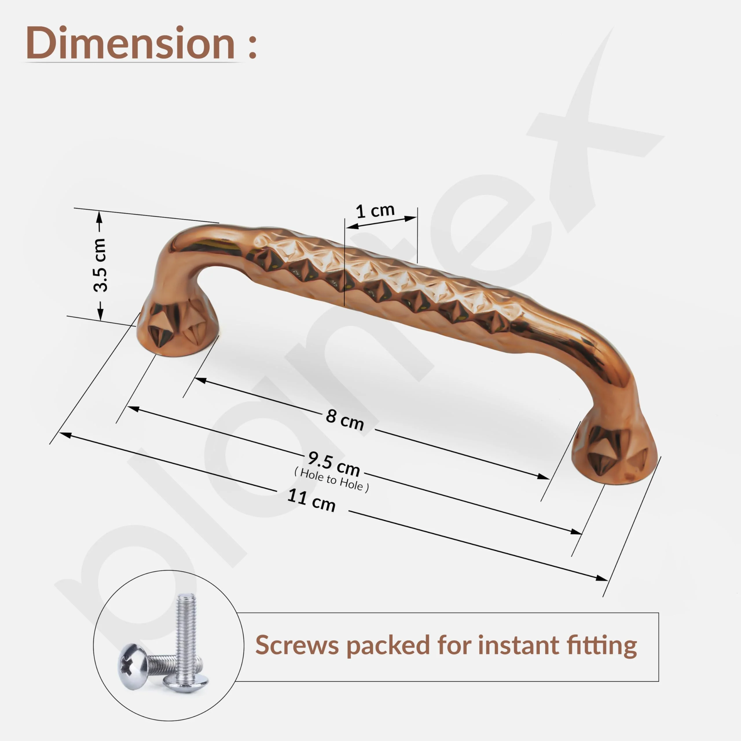 Plantex Cabinet Handle/96mm Handle for Cabinet/Wardrobe/Kitchen Handle/Door Pull-Push Handle for Home/Office - Pack of 1 (Rose Gold) - Image 3