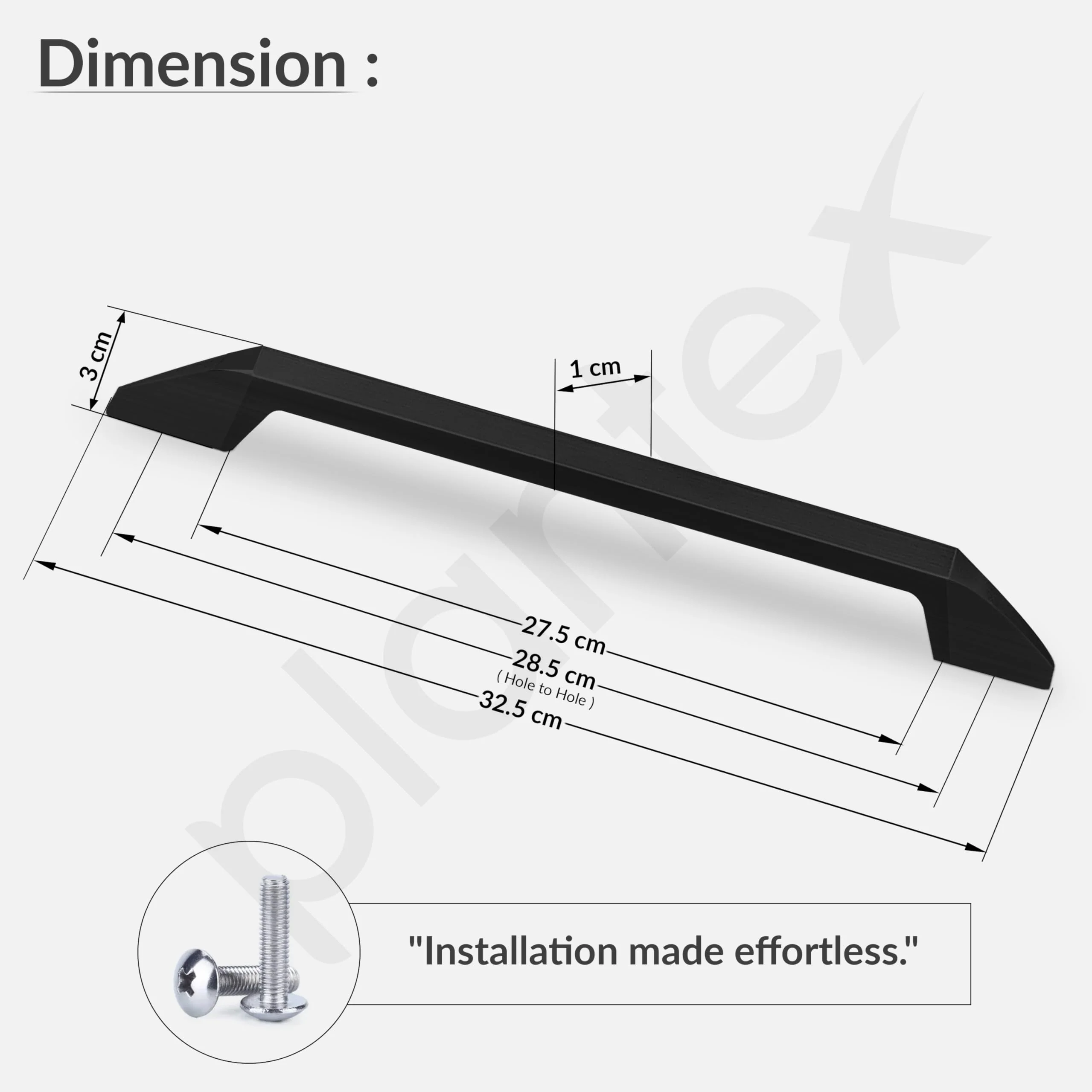 Plantex Cabinet Handle/Kitchen Cabinet Door Handle/Wardrobe/288 mm Cupboard Handle/Door Pull-Push Handle for Home/Office - Pack of 2 (Black) - Image 3