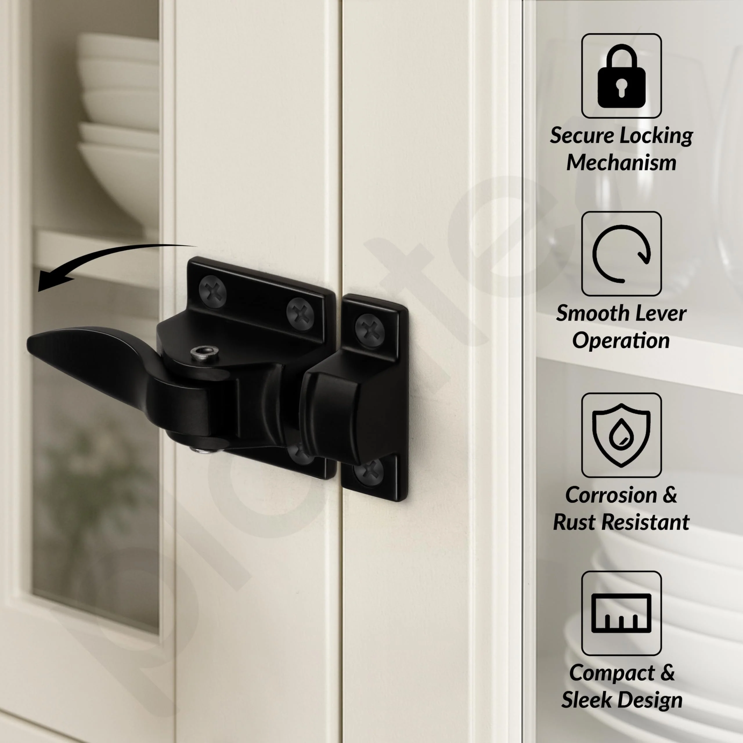 Plantex Cabinet Latch – Heavy-Duty Hatch Case Bolt for Storage Units, Toolboxes, Kitchen Cabinets & Cupboards – Black (Pack of 1) - Image 2