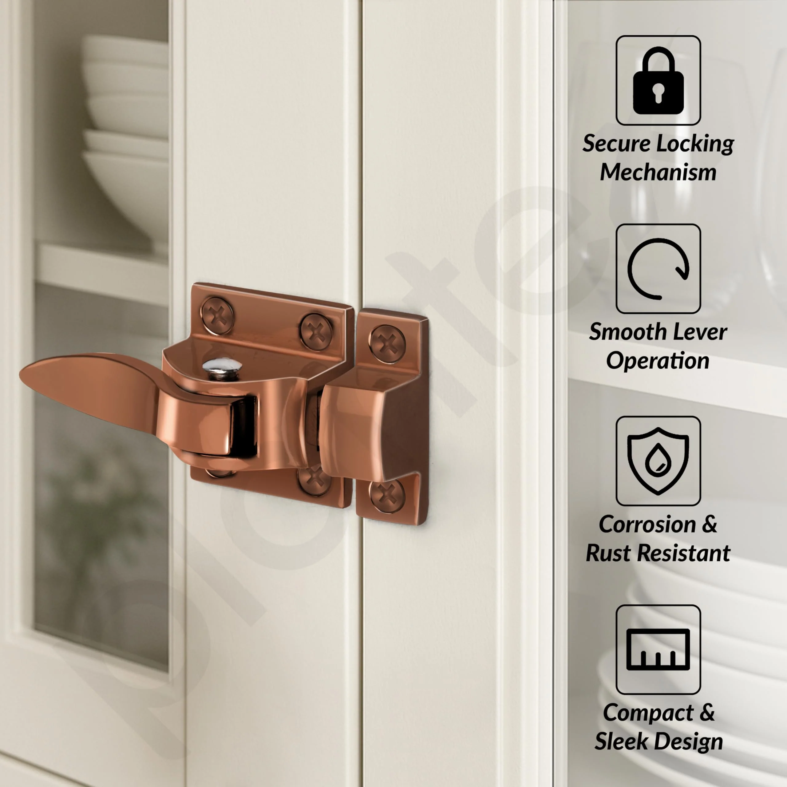 Plantex Cabinet Latch – Heavy-Duty Hatch Case Bolt for Storage Units, Toolboxes, Kitchen Cabinets & Cupboards - Pack of 1 (Rose Gold) - Image 2