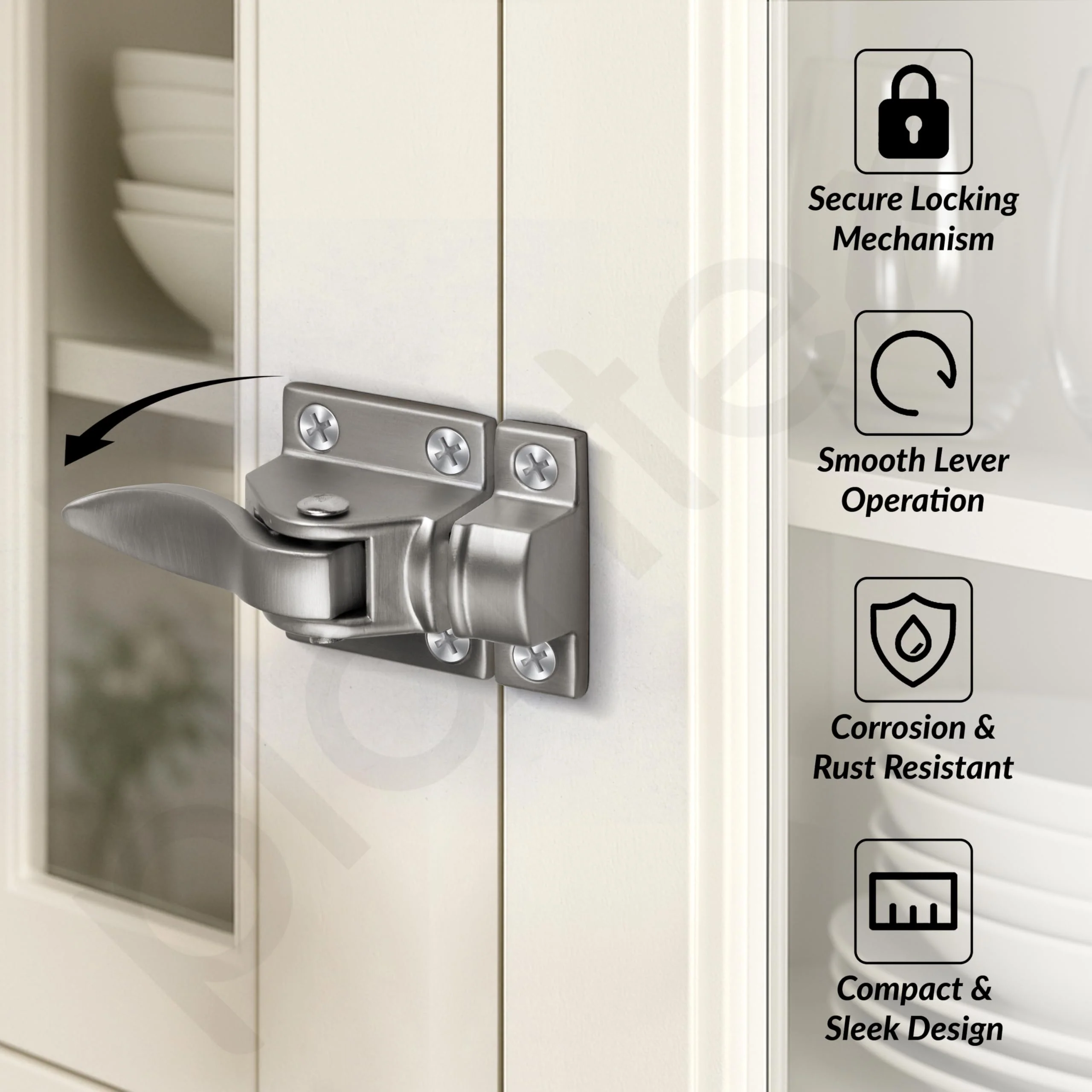 Plantex Cabinet Latch – Heavy-Duty Hatch Case Bolt for Storage Units, Toolboxes, Kitchen Cabinets & Cupboards - Pack of 2 (Satin) - Image 2