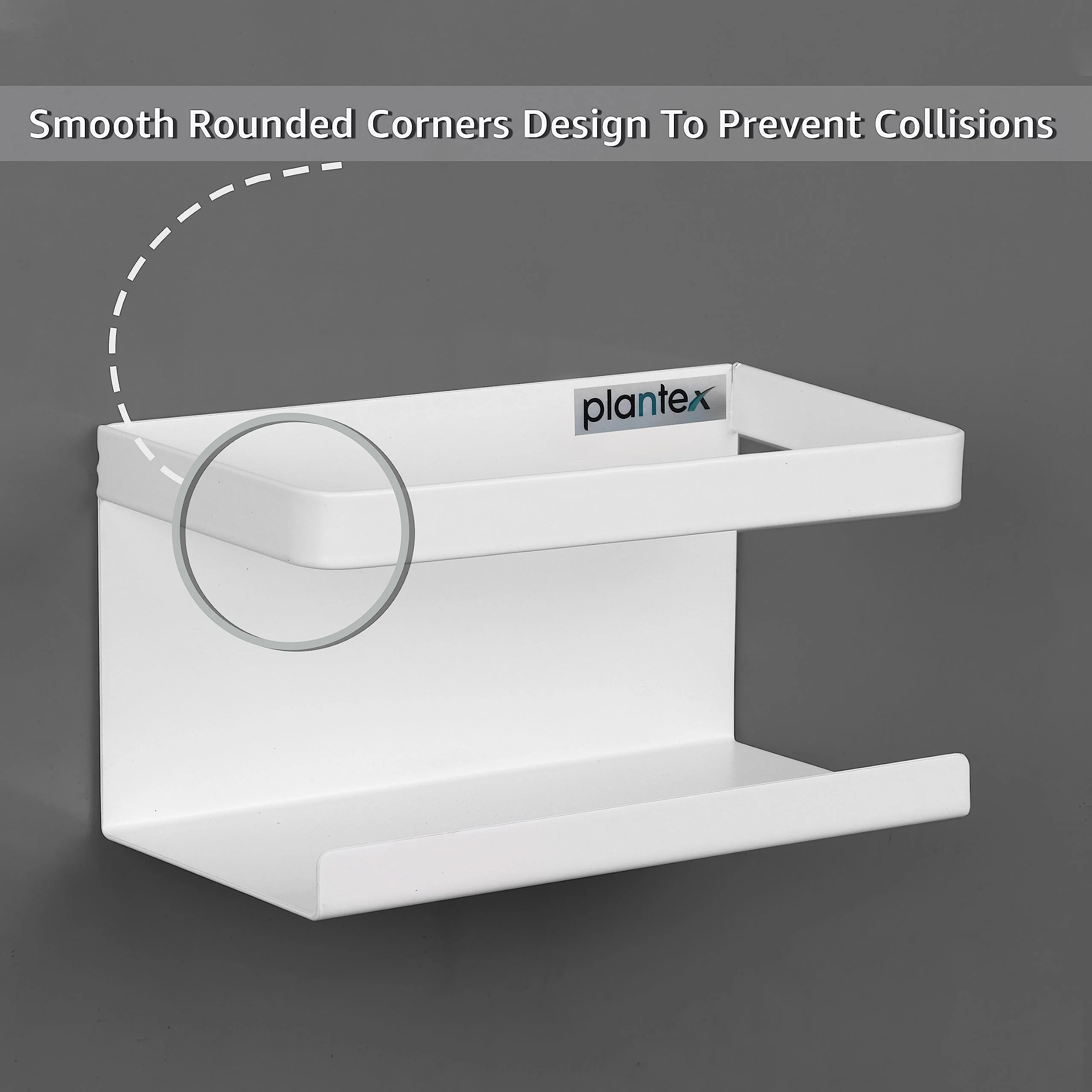 Plantex Carbon Steel Magnetic Shelf For Kitchen/Fridge Organizer Spice Rack/Shelf For Refrigerator - Wall Mount & Railing Mount, Floating Shelves (White) - Image 5