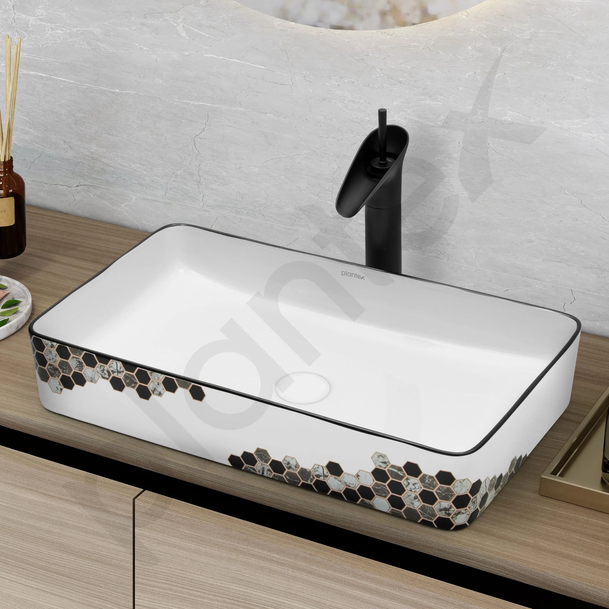 Plantex Ceramic Basin For Bathroom/Table Top Basin/Counter Top Basin For Restaurant/Hotel (24 X 14 X 11 Inch), Silver - Image 6