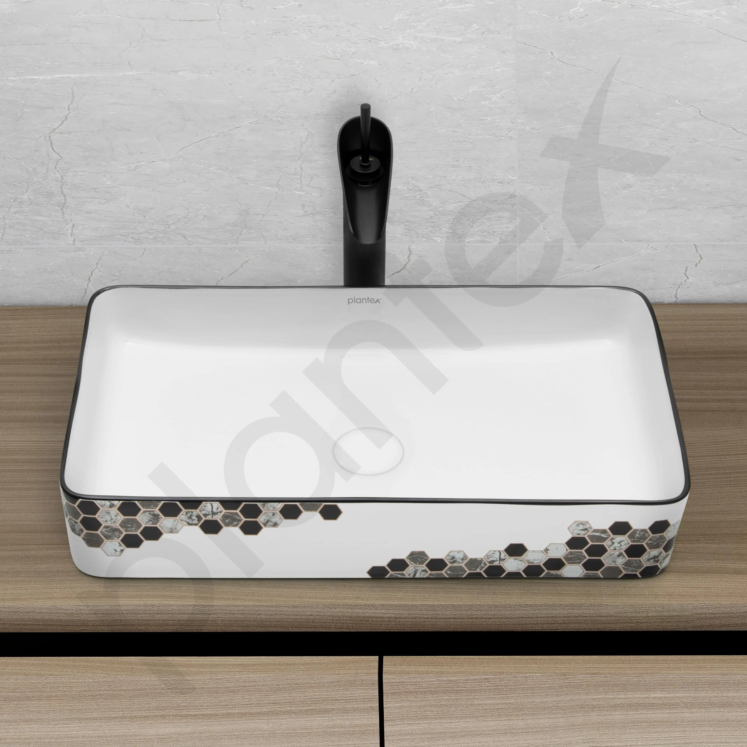Plantex Ceramic Basin For Bathroom/Table Top Basin/Counter Top Basin For Restaurant/Hotel (24 X 14 X 11 Inch), Silver - Image 7