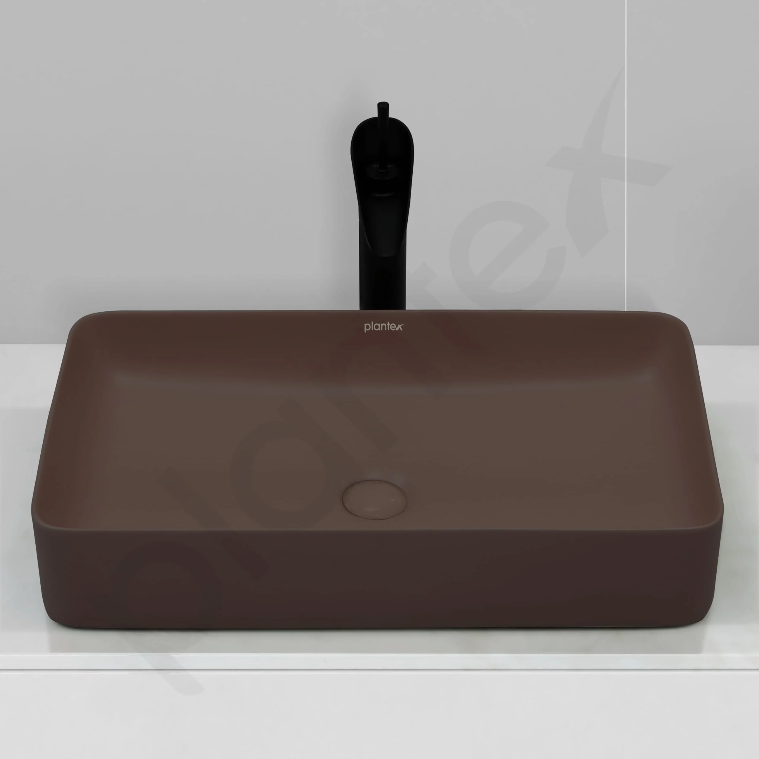 Plantex Ceramic Basin for Bathroom/Table Top Ceramic Basin/Washbasin Sink for Bathroom - (Rectangle - Matt Brown) - Image 6