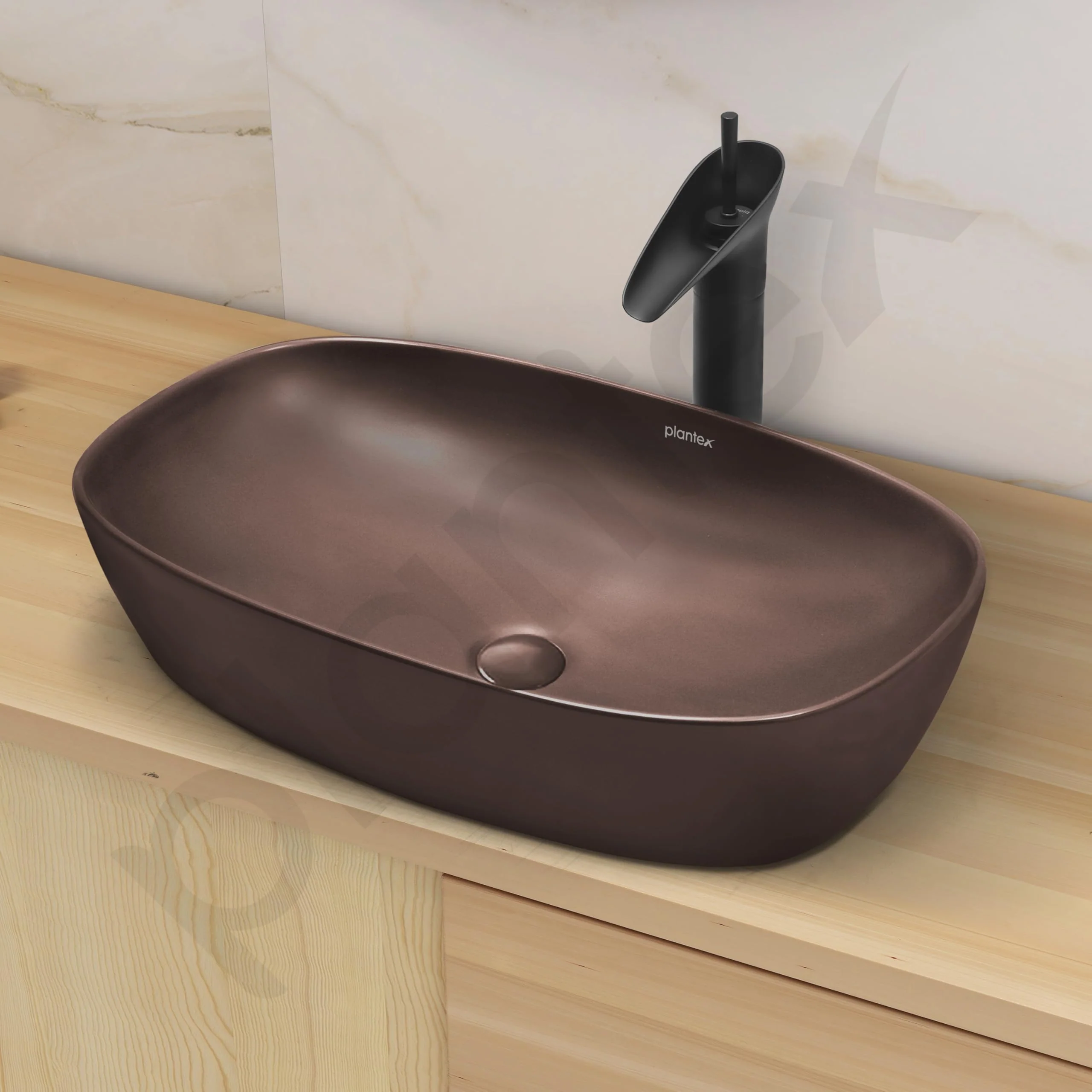 Plantex Ceramic Basin for Bathroom/Table Top Ceramic Wash Basin/Washbasin Sink for Bathroom (Matt Brown - 24 x 15 x 5.5 Inch) - Image 6