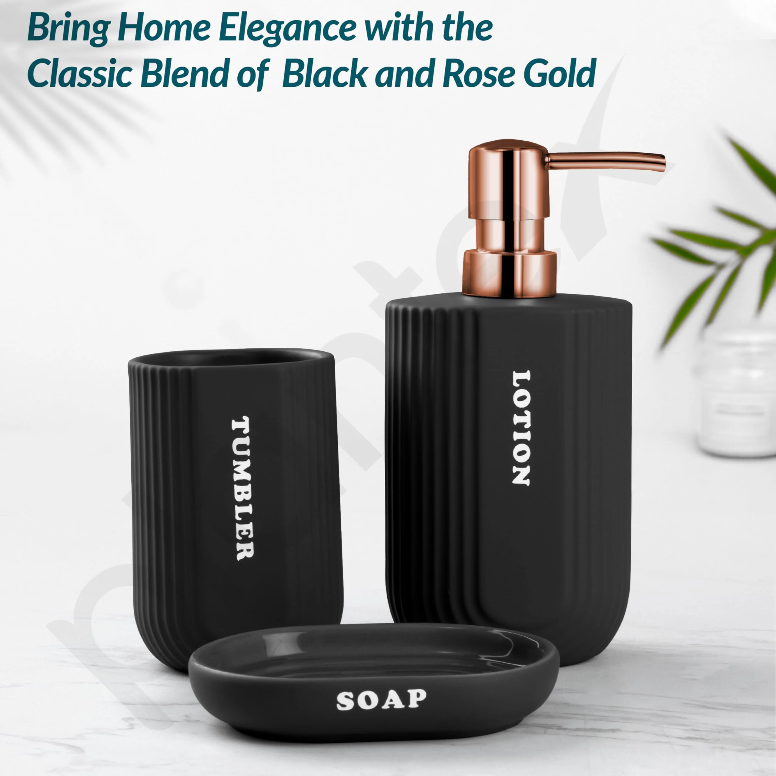 Plantex Ceramic Bathroom Set - Soap Holder for Bathroom/Liquid Soap Dispenser/Tumbler Holder/Toothbrush Holder - 3 Pcs Set - Image 7