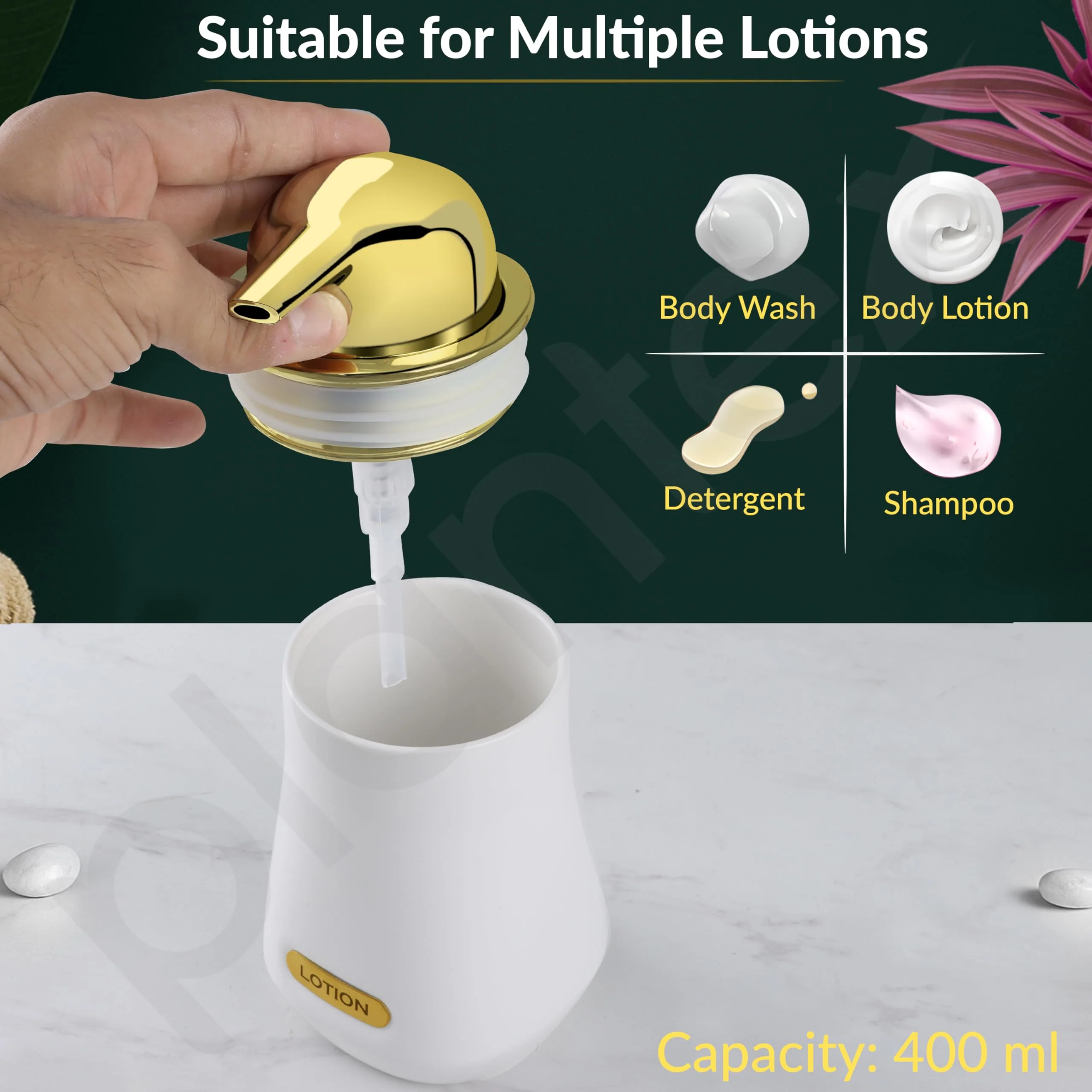Plantex Ceramic Bathroom Set - Soap Holder for Bathroom/Liquid Soap Dispenser/Tumbler Holder/Toothbrush Holder/Handwash Dispenser - 3 Pcs Set - Image 3