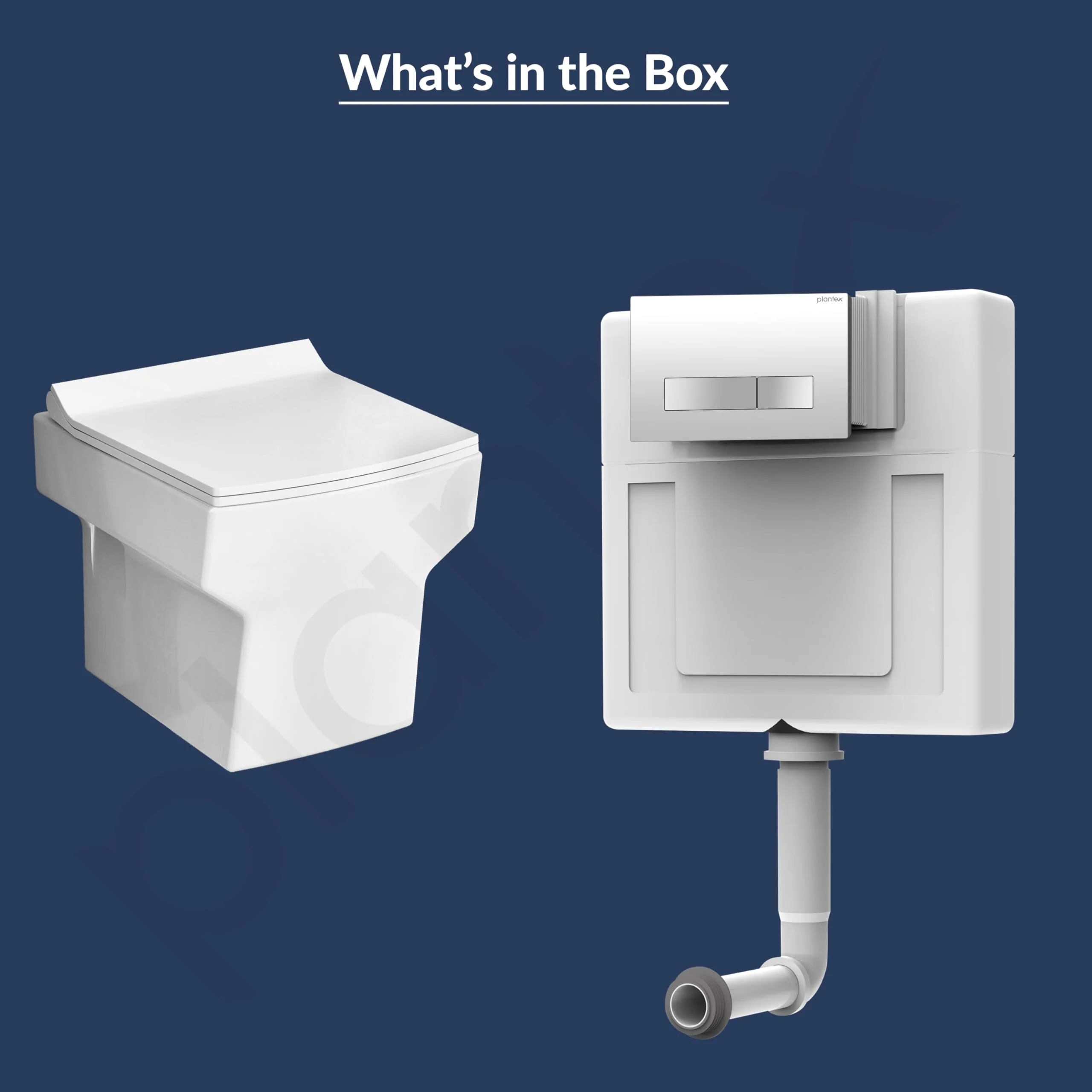 Plantex Ceramic Commode with Conceal Flush Tank/Wall Hung Commode with Dual Flush Tank/Tank with all internal accessories/Square Toilet with Soft Closing Toilet Seat – (White) - Image 6