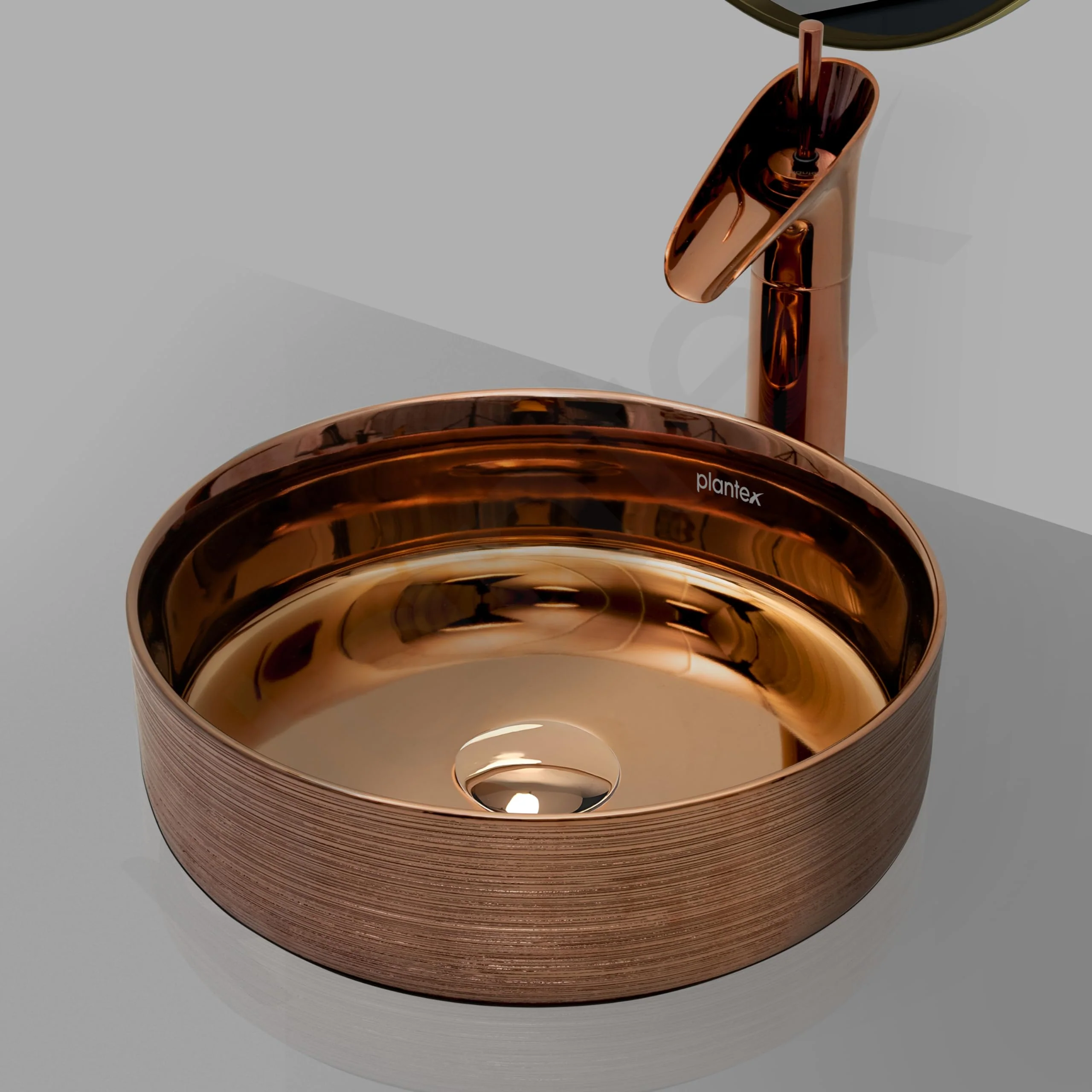 Plantex Ceramic Round Wash Basin/Designer Table Top Washbasin/Countertop Wash Basin for bathroom/Home/Office (Rose Gold-14x14x5 Inch) - Image 6