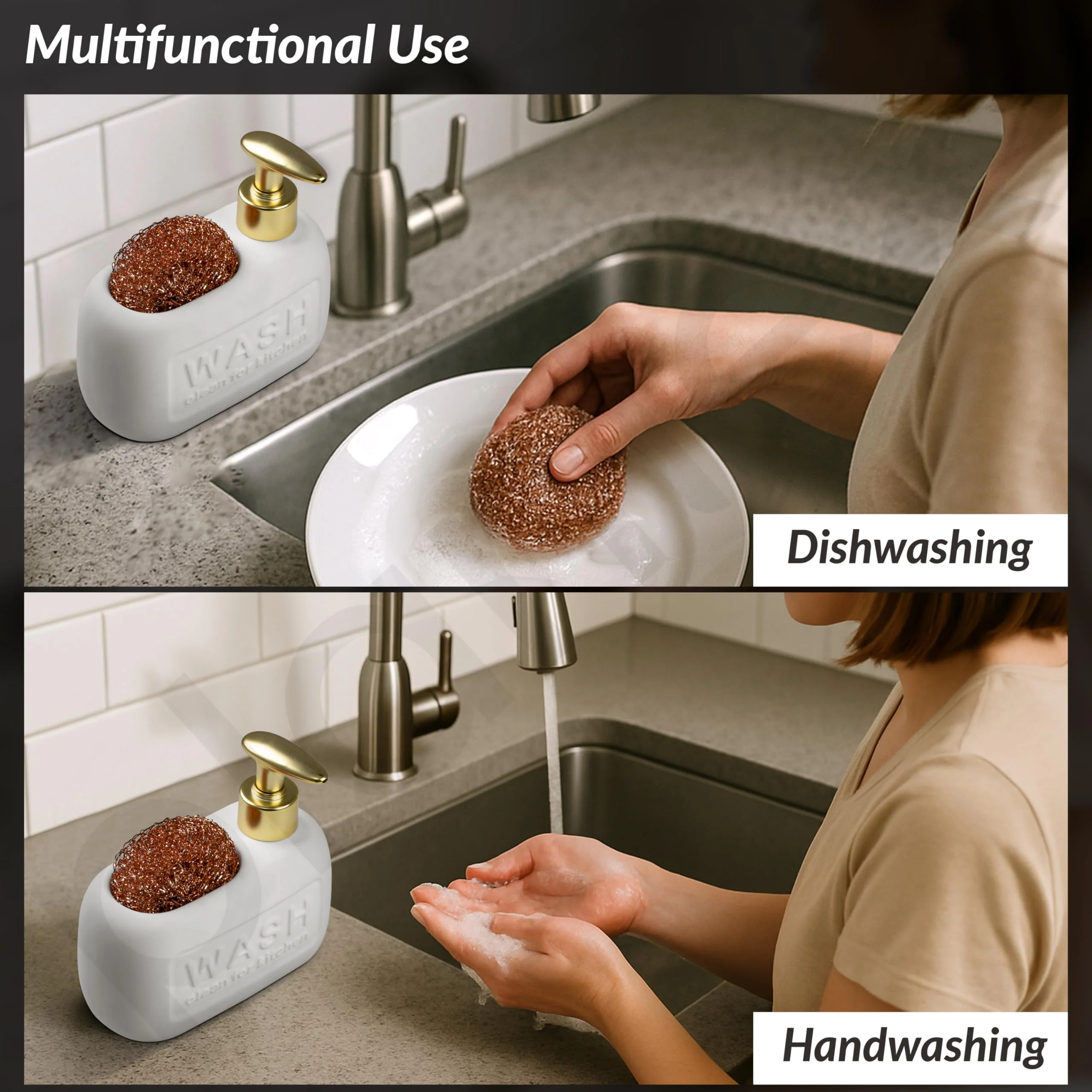 Plantex Ceramic Soap Dispenser with Scruber/Liquid Soap Dispenser/Sink Dish Washing Soap Dispenser Set/Soap Dispenser for Wash Basin Ceramic - Bathroom Accessories - Image 7