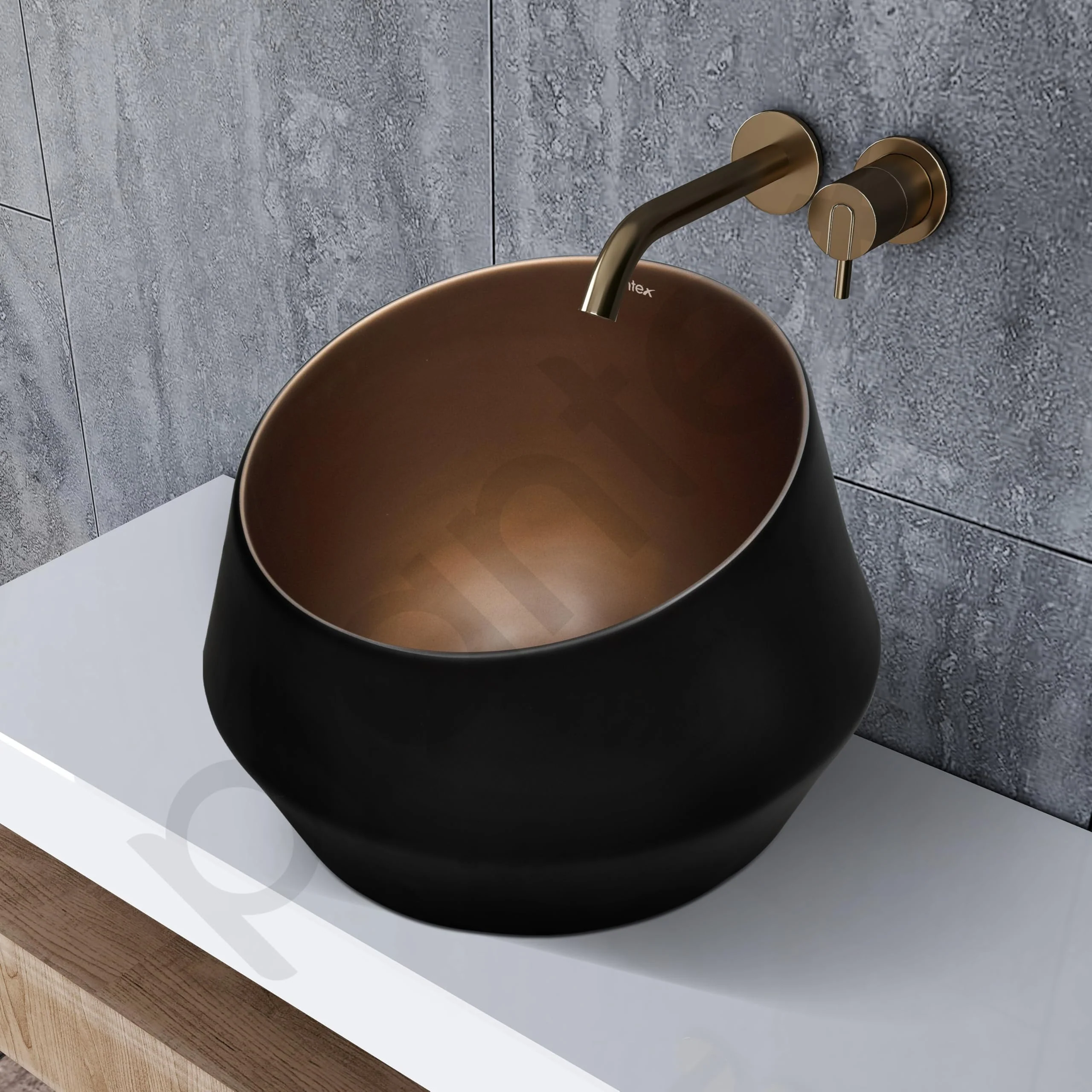 Plantex Ceramic Tabletop Washbasin/Bathroom Basin Sink/Basin for Bathroom/Wash Basin for Restaurant/Hotel (Black & Red Bronze - 16 x 16 x 12 Inch) - Image 6