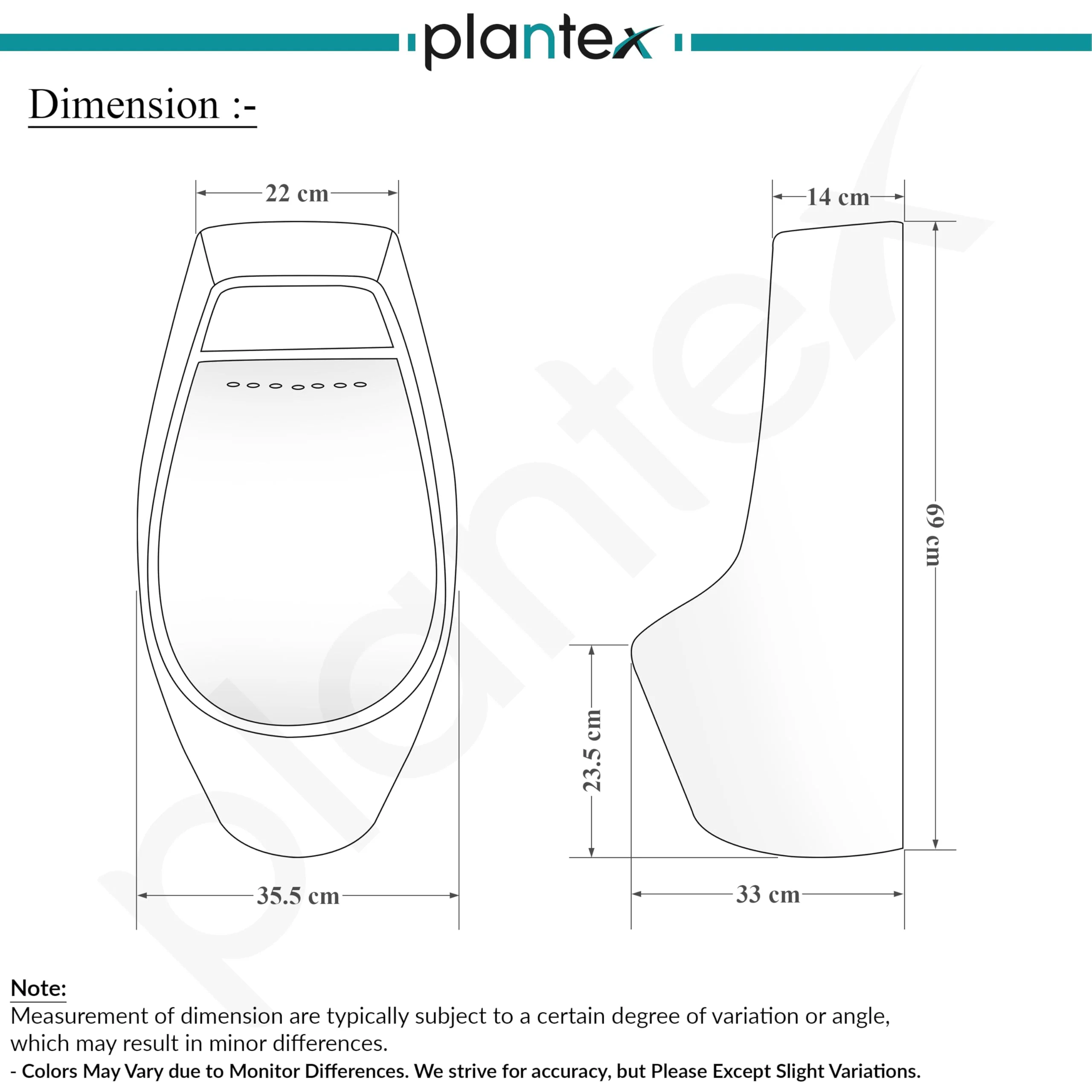 Plantex Ceramic Urinal Toilet for Men/Premium Wall Mount Large Urinal Pot for Gents/Male/Boy/Toilet for Washroom - (Unique, White) - Image 3