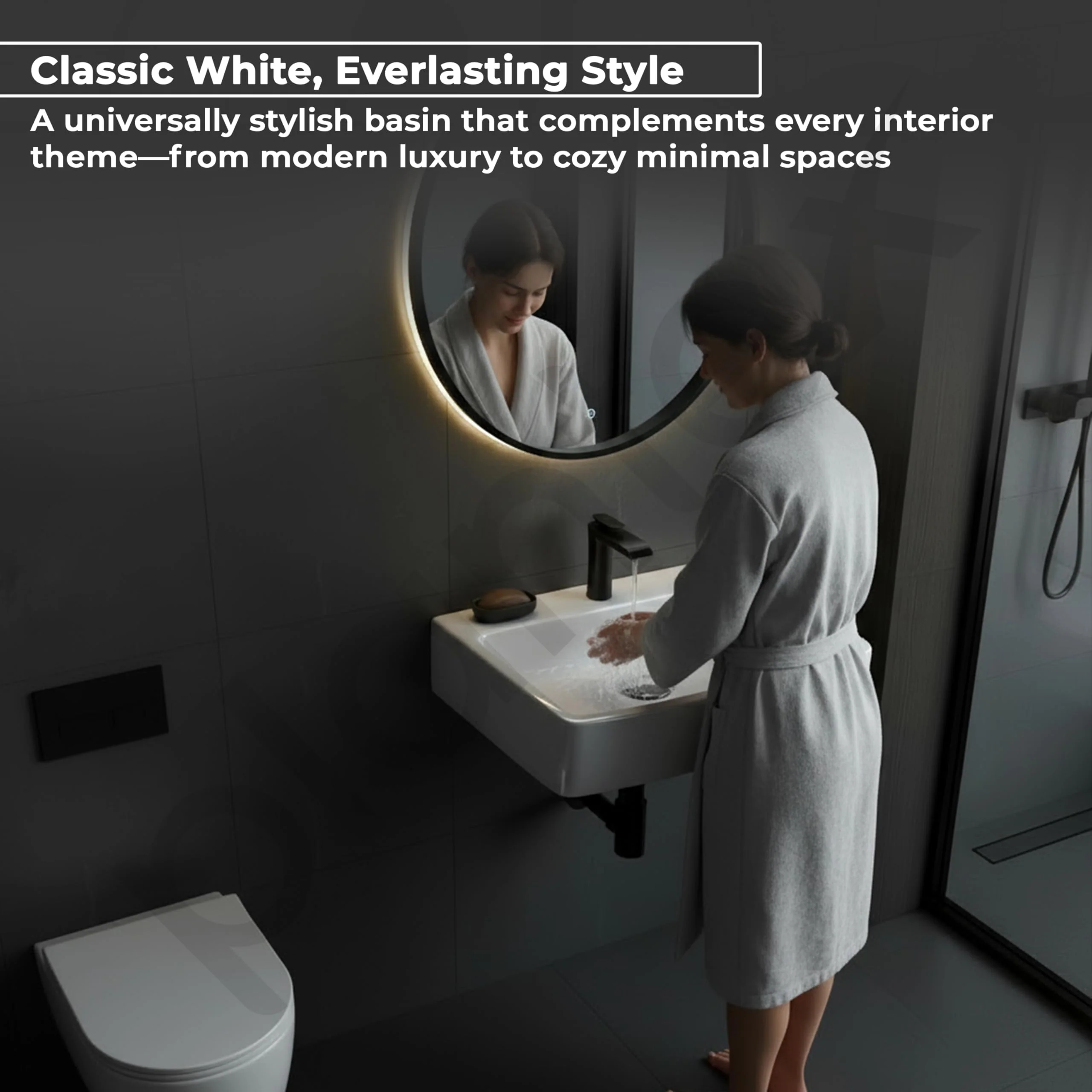 Plantex Ceramic Wall Hung Basin/Washbasin for Bathroom/Wall Mounted Wash Basin/Sink for Living Room (Bolton, White) - Image 4