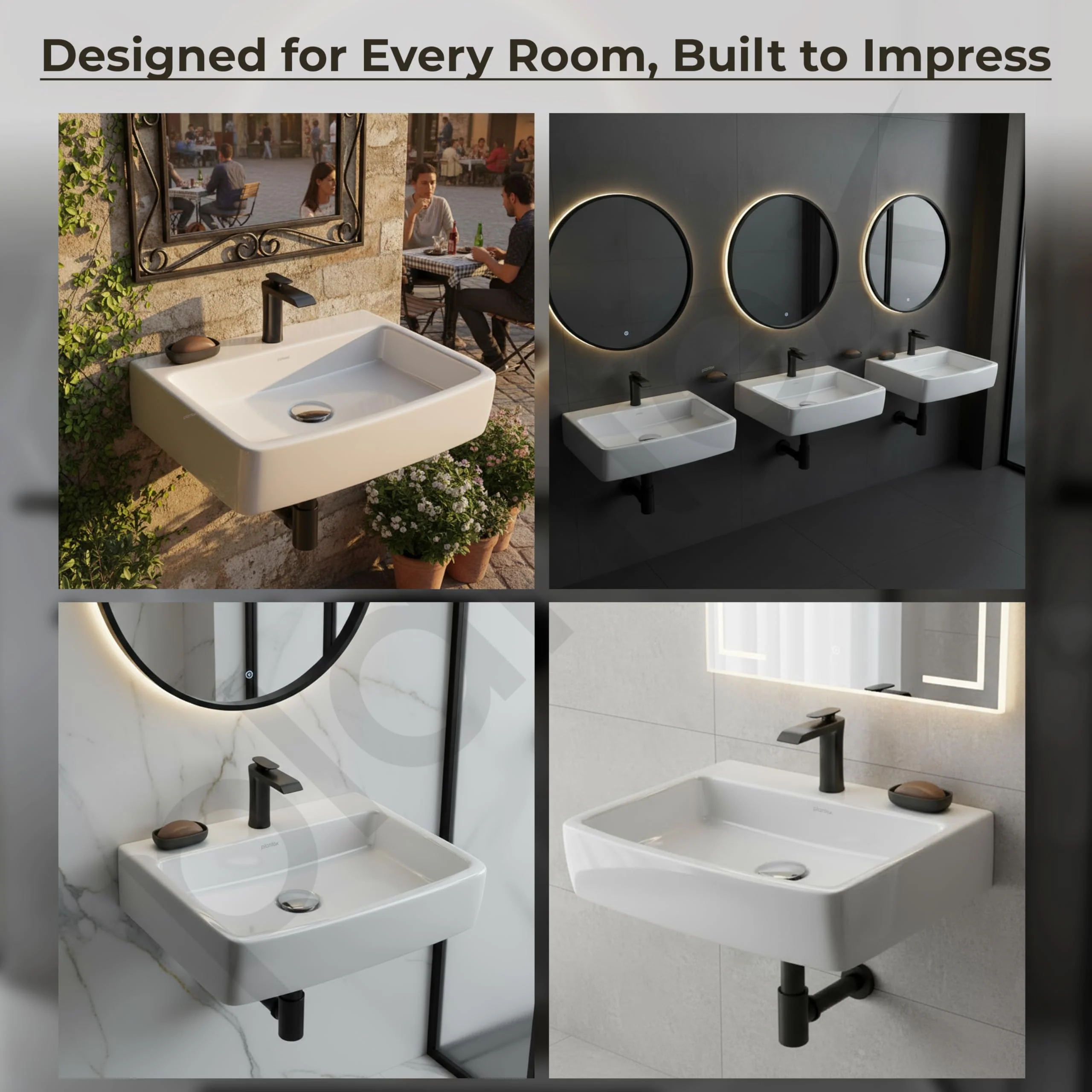 Plantex Ceramic Wall Hung Basin/Washbasin for Bathroom/Wall Mounted Wash Basin/Sink for Living Room (Bolton, White) - Image 5