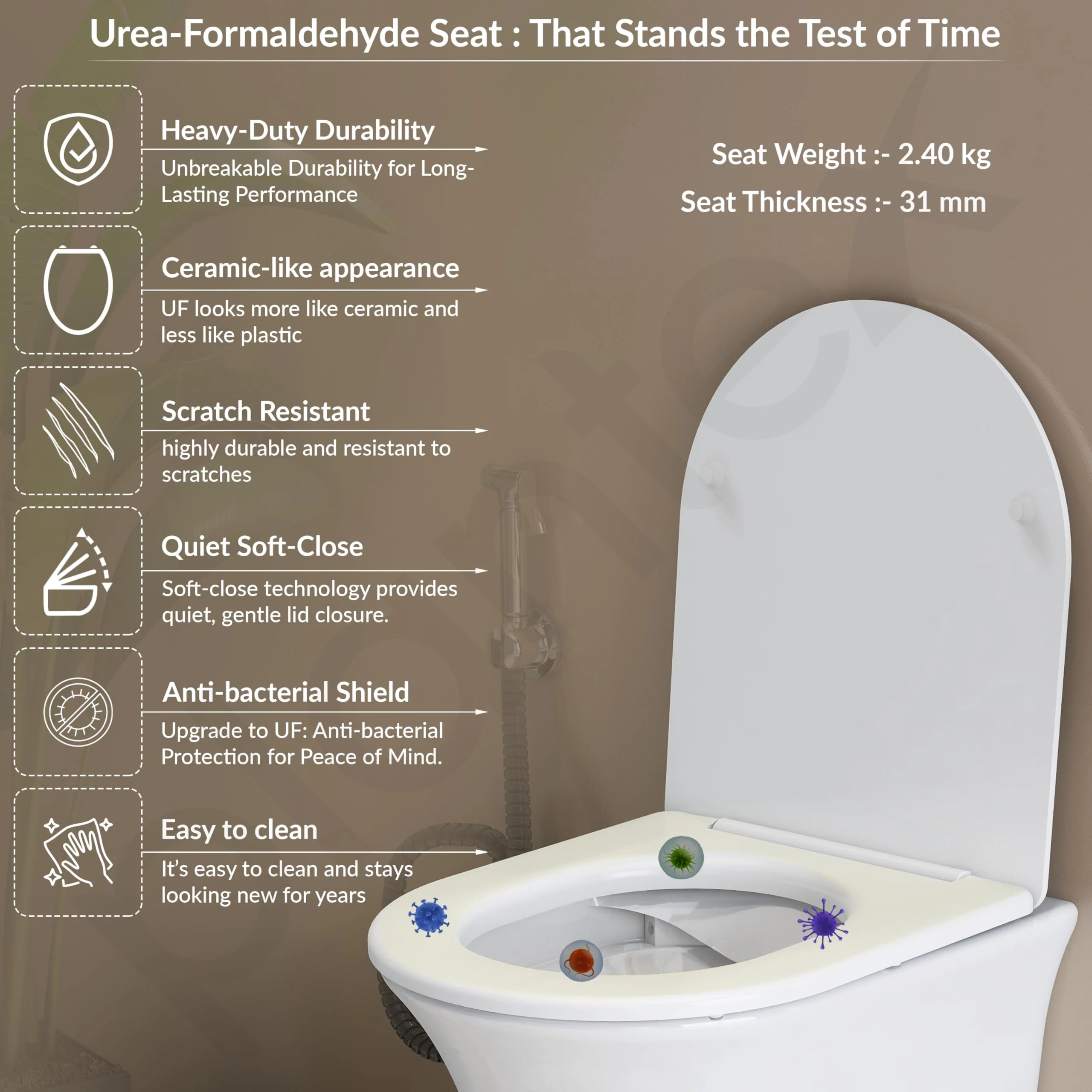 Plantex Ceramic Wall Hung Commode for Toilet/Rimless Washdown Western Commode/Commode with Soft Closing Toilet Seat - P Trap (Glossy White) - Image 4
