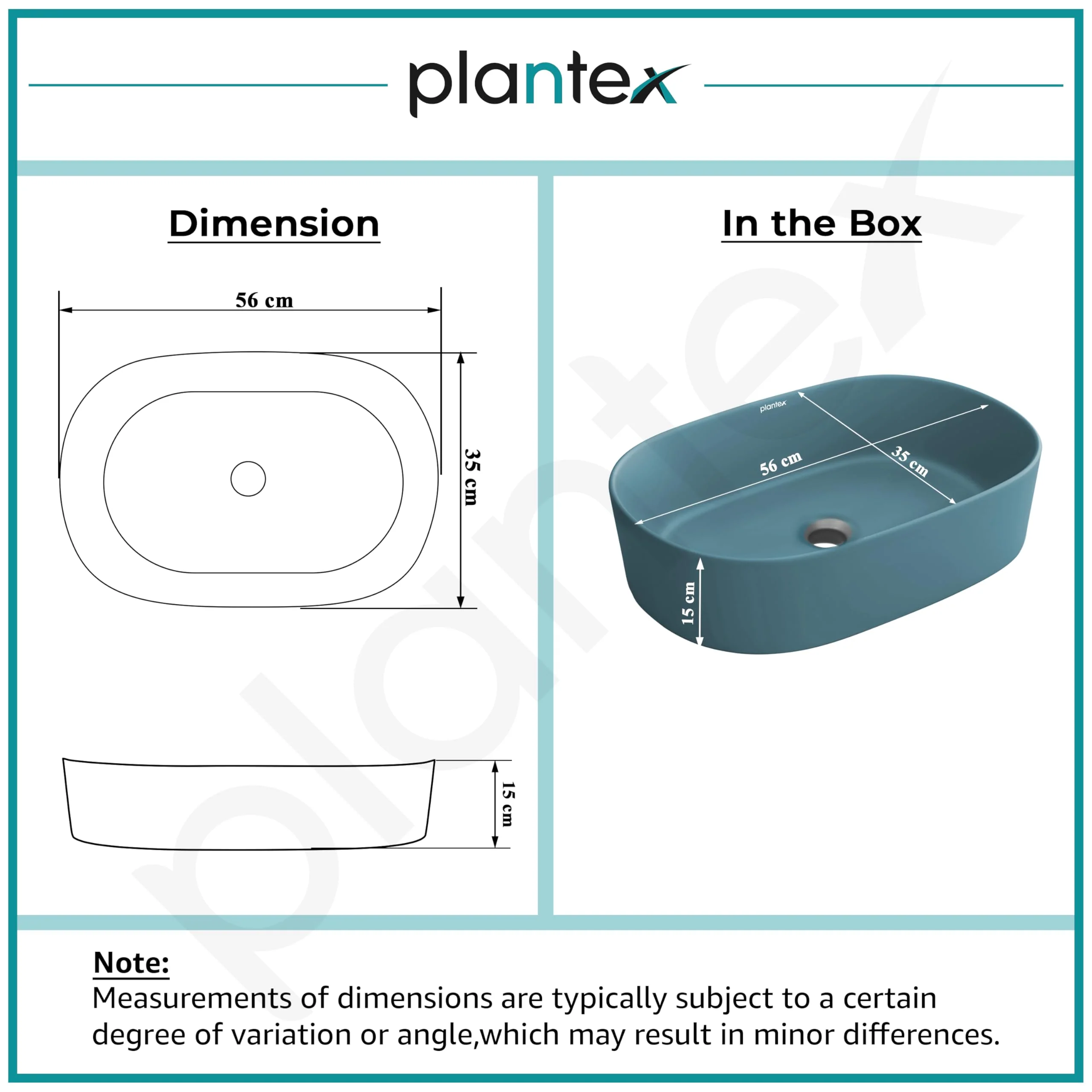 Plantex Ceramic Wash Basin for Bathroom/Oval Counter Top Basin/Tabletop Wash Basin for Home/Office (Harmony Blue - 22 x 14 x 6 Inch) - Image 3