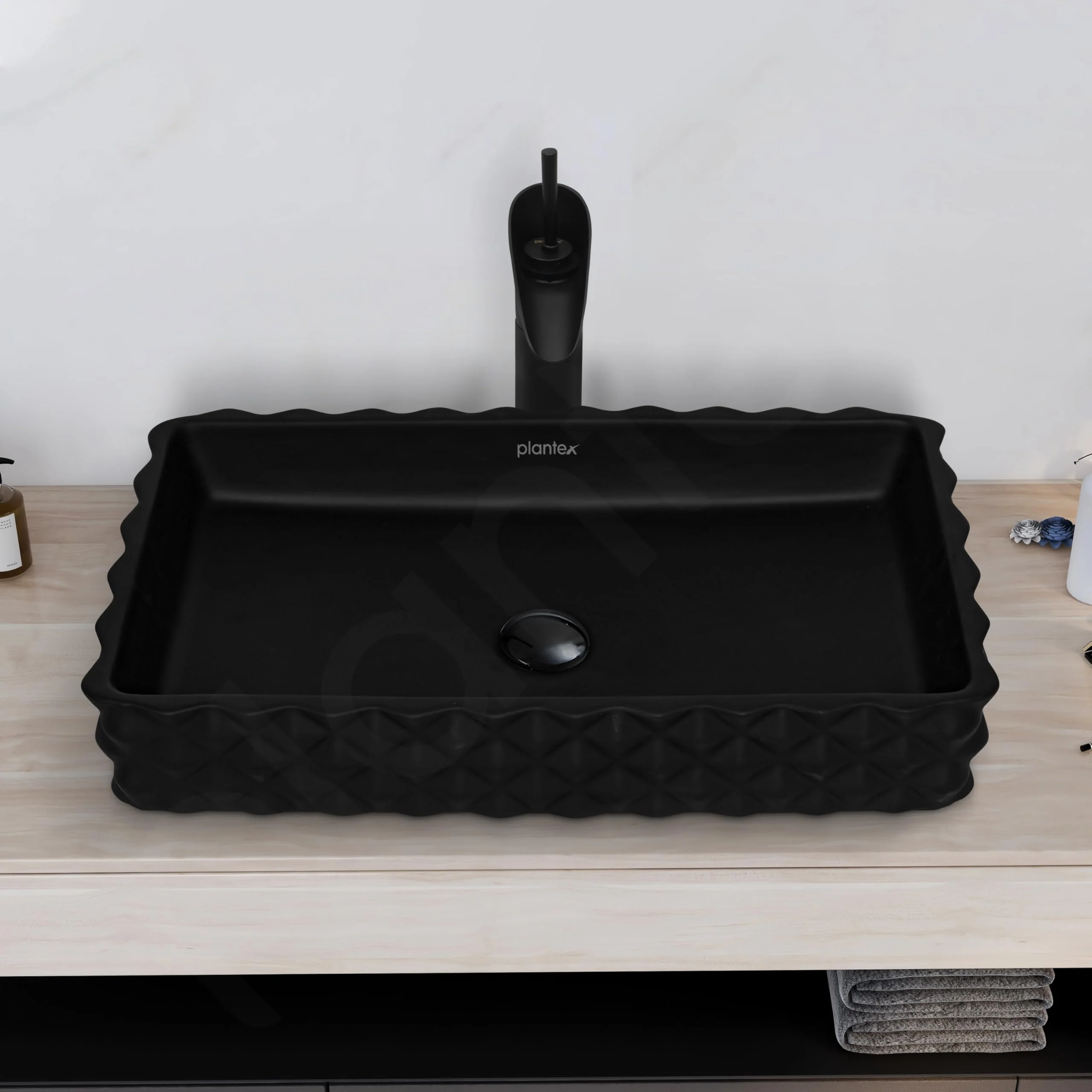 Plantex Ceramic Wash Basin for Bathroom/Table Top Ceramic Basin/Washbasin for Bathroom (Black - 24 x 14 x 5 Inch) - Image 6