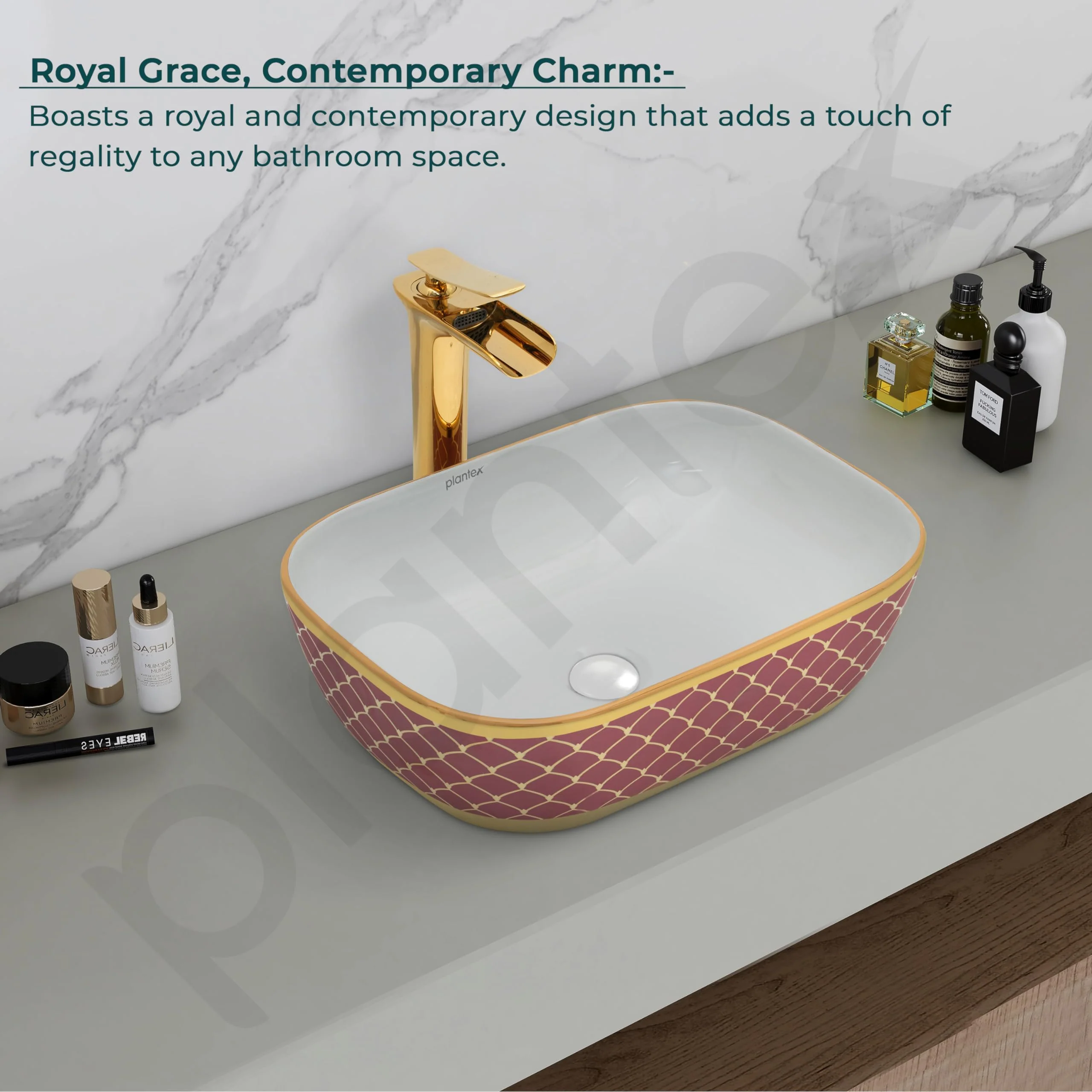 Plantex Ceramic Washbasin for Bathroom/Table Top Wash Basin/Countertop Vessel Sink Basin - Indo-European Collection - (NC-104,18 x 13 x 5 Inch) - Image 5