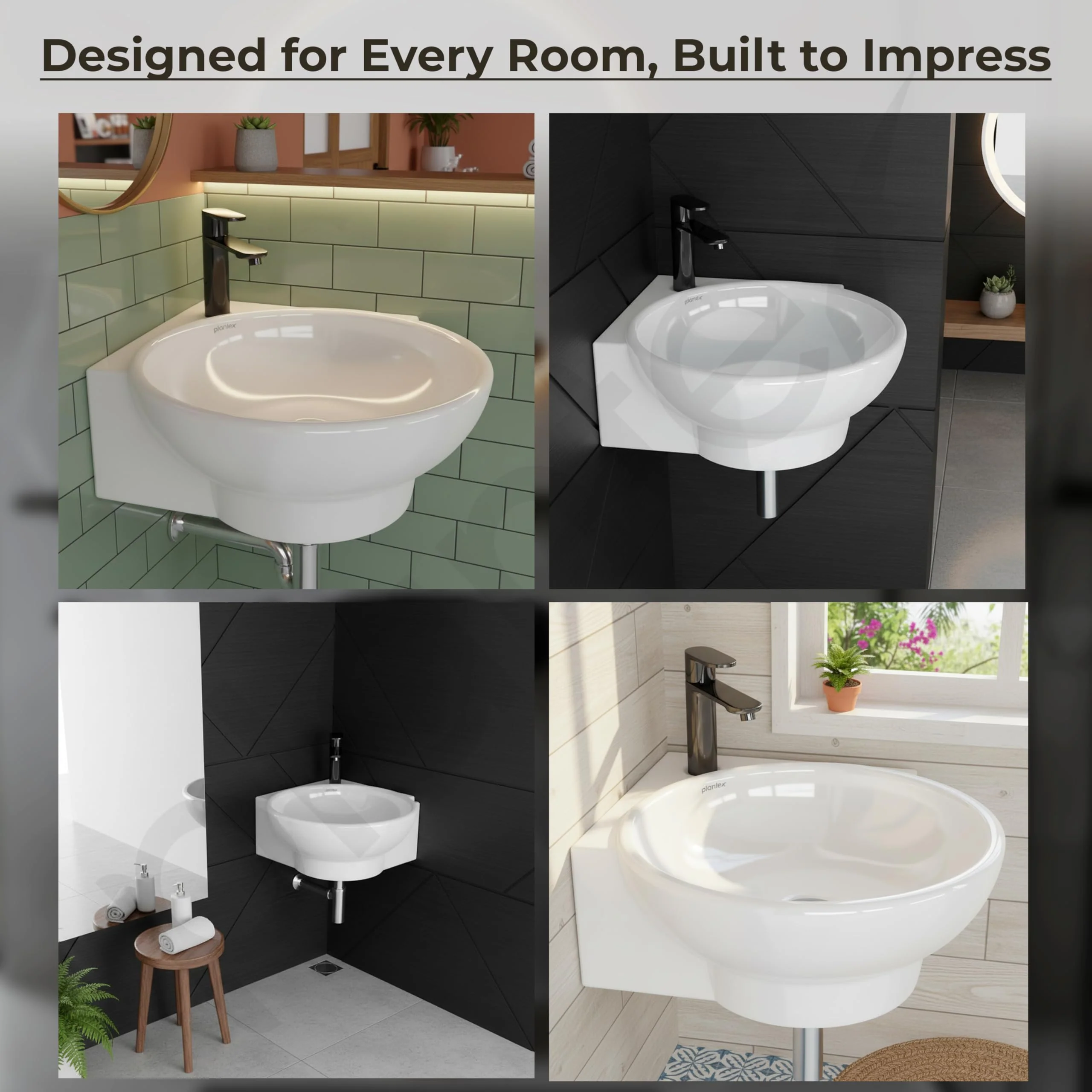 Plantex Ceramic White Corner Wash Basin/Wall Mount Basin for Bathroom/Corner Bathroom Basin/Glossy Small Sink with 10 Years Glaze Warranty by Plantex(Lily -14 x 14 x 5 Inch) - Image 5