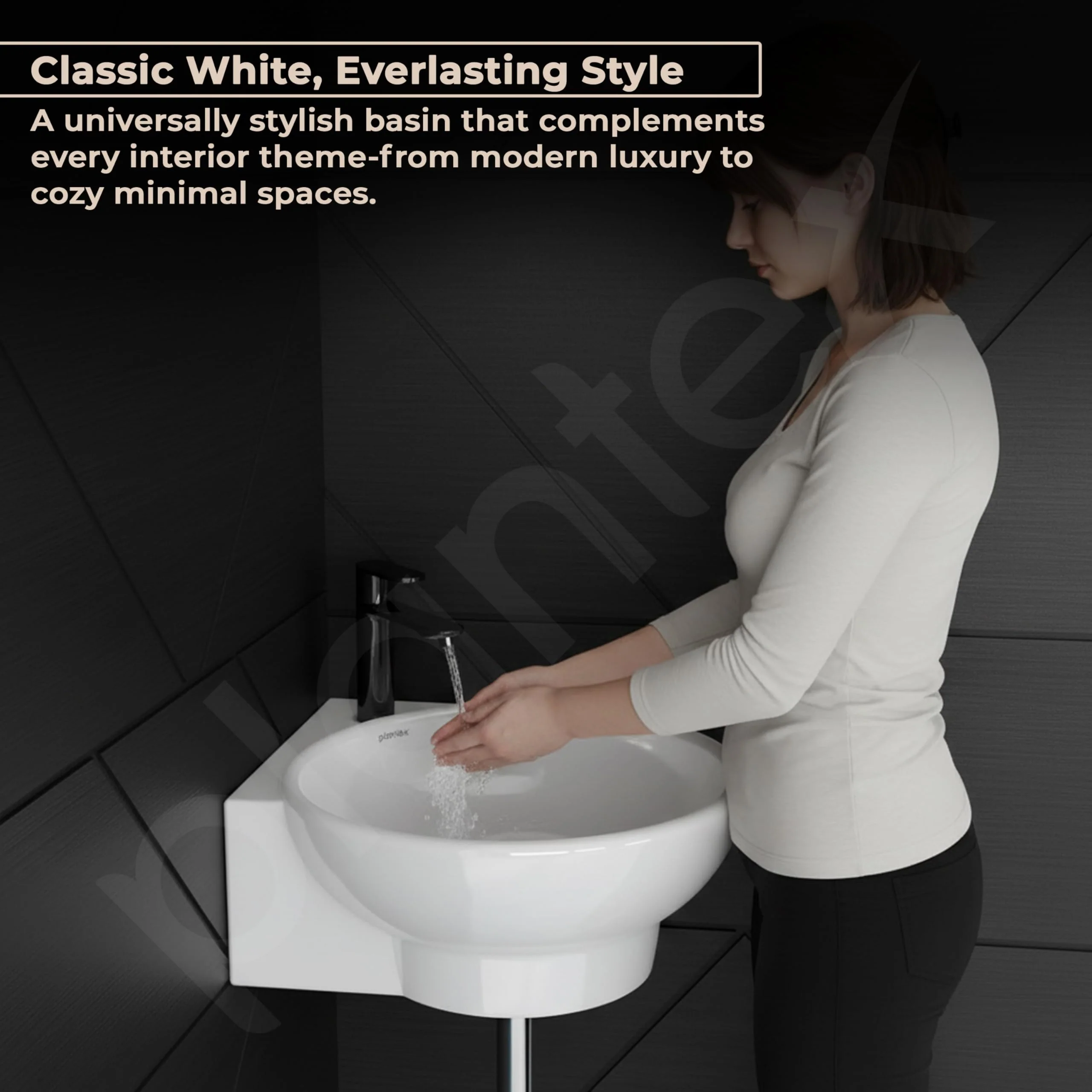 Plantex Ceramic White Corner Wash Basin/Wall Mount Basin for Bathroom/Corner Bathroom Basin/Glossy Small Sink with 10 Years Glaze Warranty by Plantex(Lily -14 x 14 x 5 Inch) - Image 6